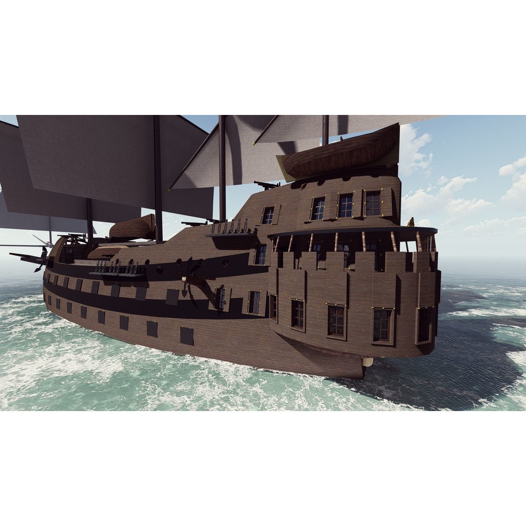 Galeon Ship 3D Model – Detailed Pirate Warship, FBX, Blender - View 8