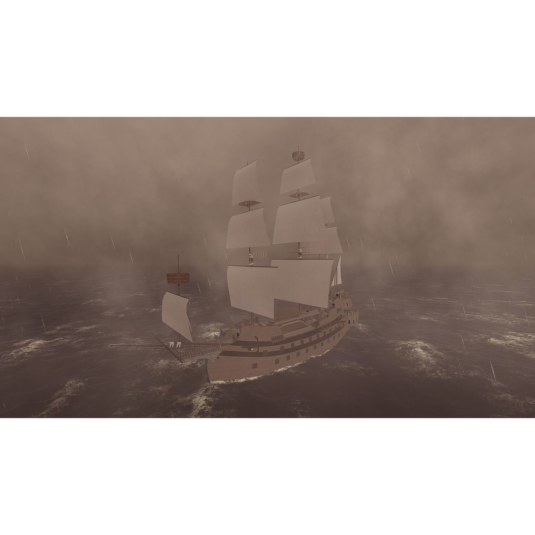 Galeon Ship 3D Model – Detailed Pirate Warship, FBX, Blender - View 9