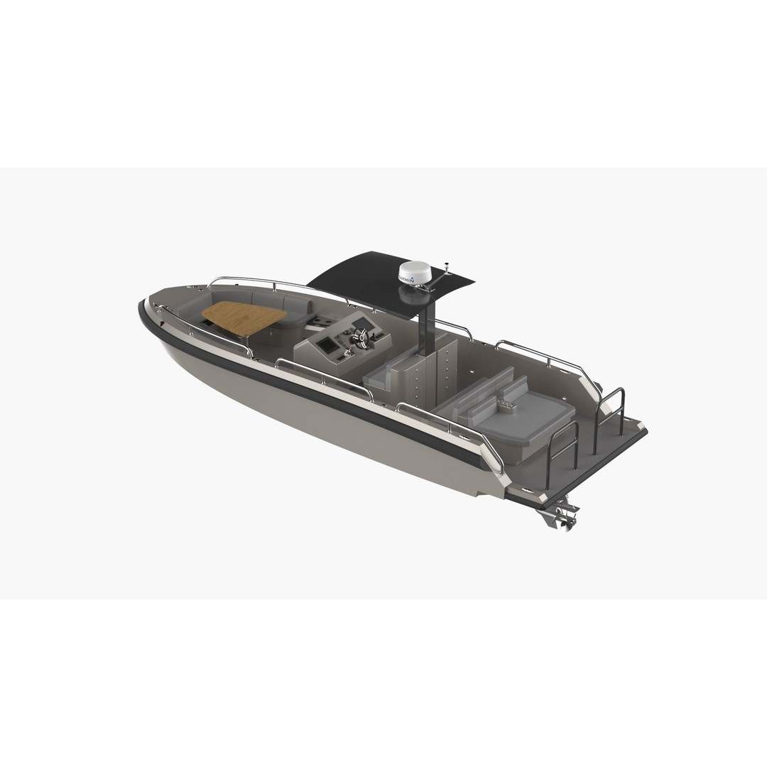 8 Meter Yacht Tender Runabout 3D Model – High Quality VR Ready Asset - View 3