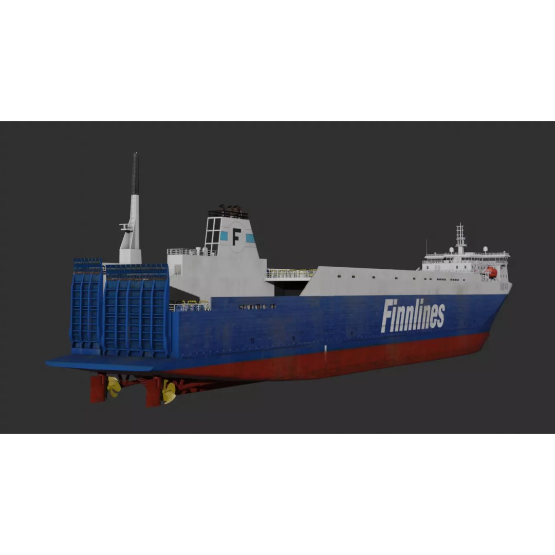 Finn RO-RO Ferry 3D Model – Low Poly Industrial Vessel, FBX - View 12