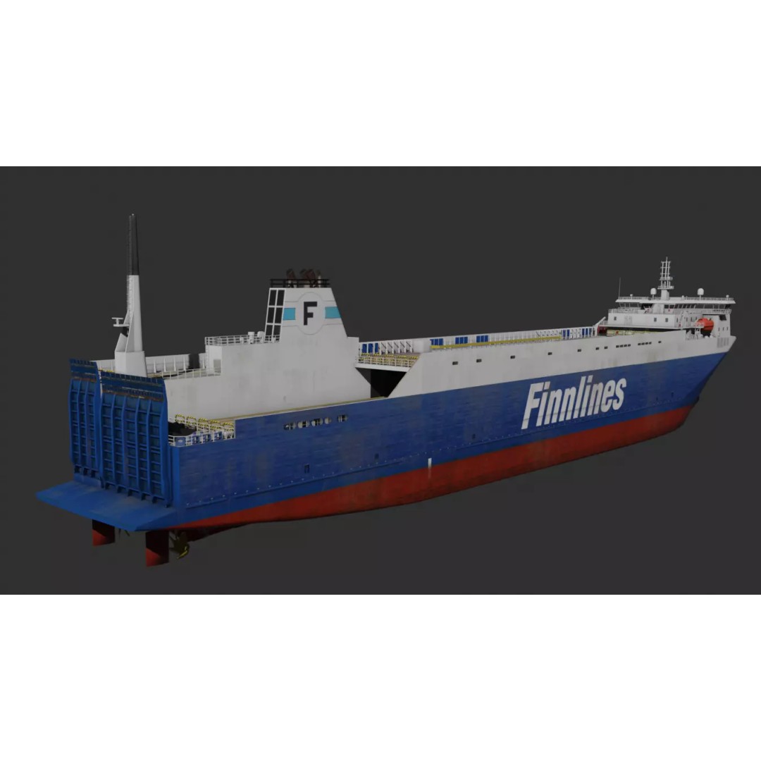 Finn RO-RO Ferry 3D Model – Low Poly Industrial Vessel, FBX - View 5