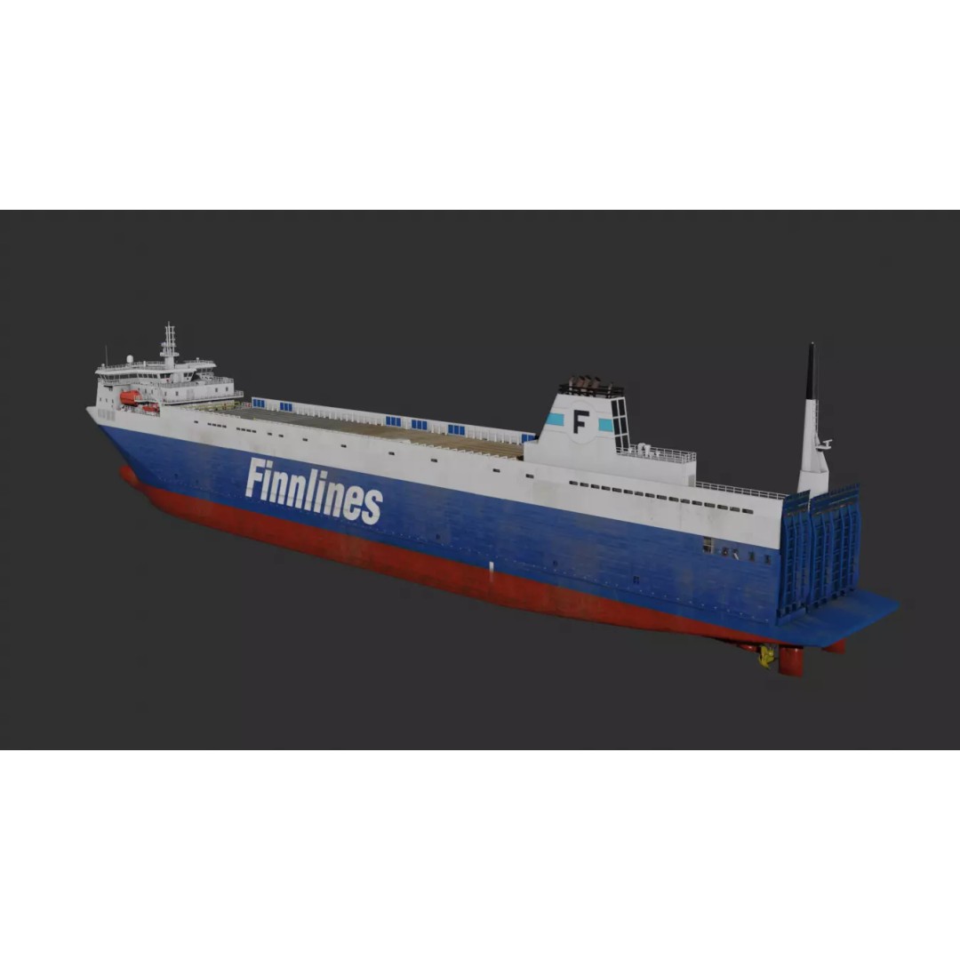 Finn RO-RO Ferry 3D Model – Low Poly Industrial Vessel, FBX - View 6