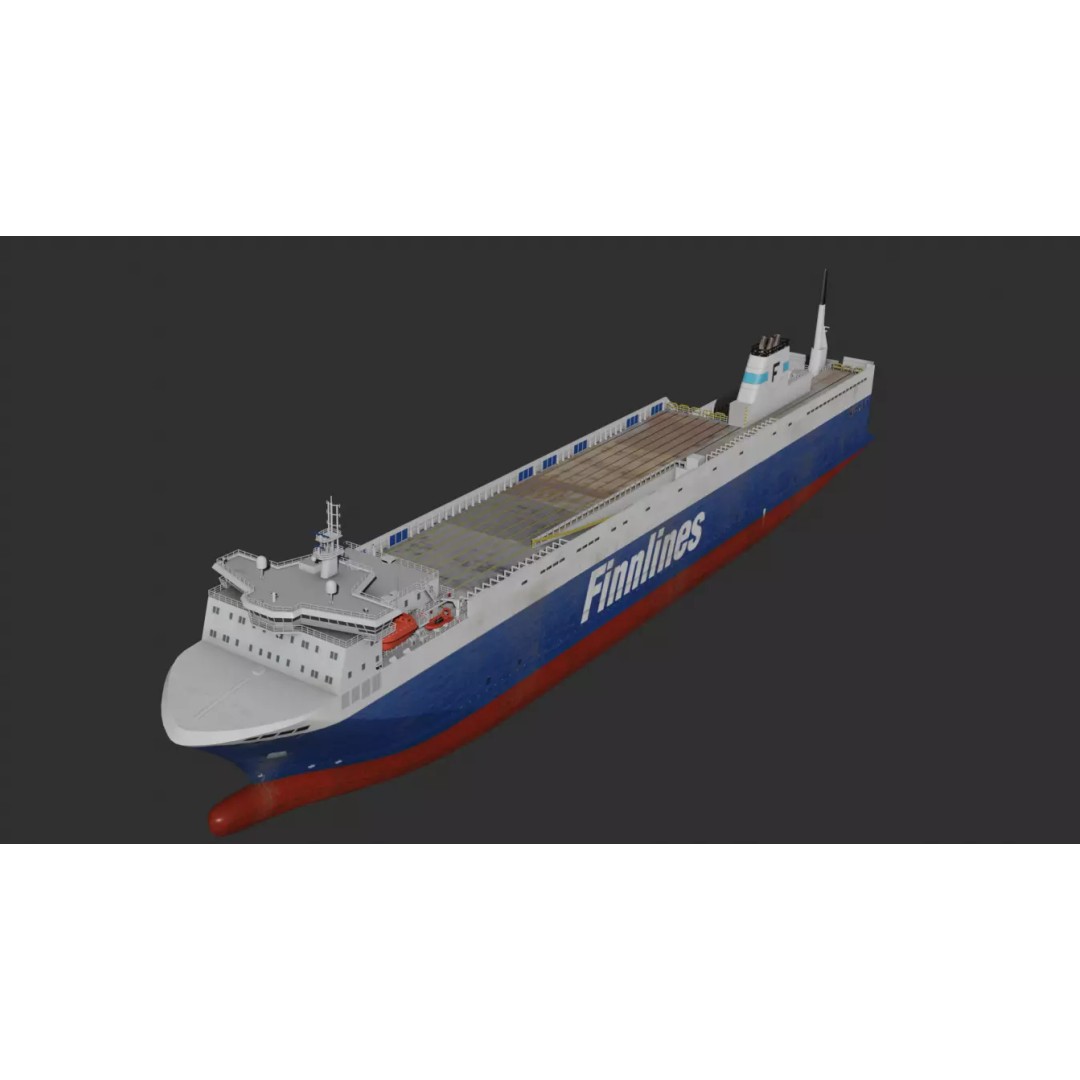 Finn RO-RO Ferry 3D Model – Low Poly Industrial Vessel, FBX - View 7