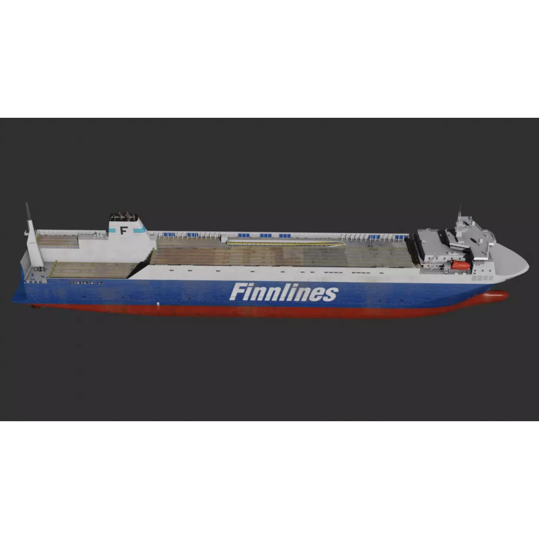 Finn RO-RO Ferry 3D Model – Low Poly Industrial Vessel, FBX - View 8