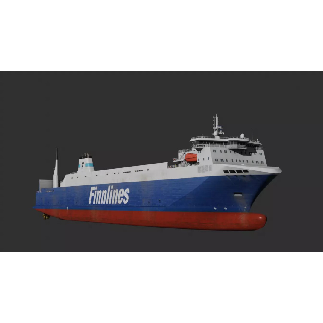 Finn RO-RO Ferry 3D Model – Low Poly Industrial Vessel, FBX - View 9