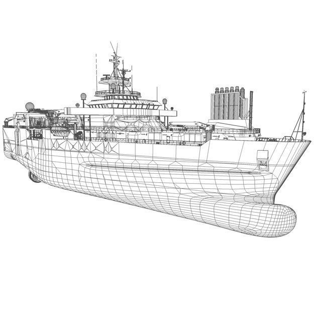Seismic Survey Vessel 3D Model – Industrial Watercraft, FBX & OBJ - View 11