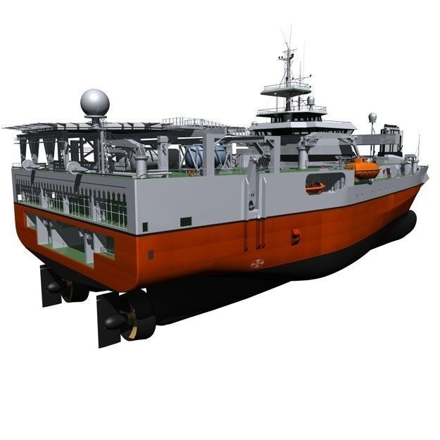 Seismic Survey Vessel 3D Model – Industrial Watercraft, FBX & OBJ - View 12