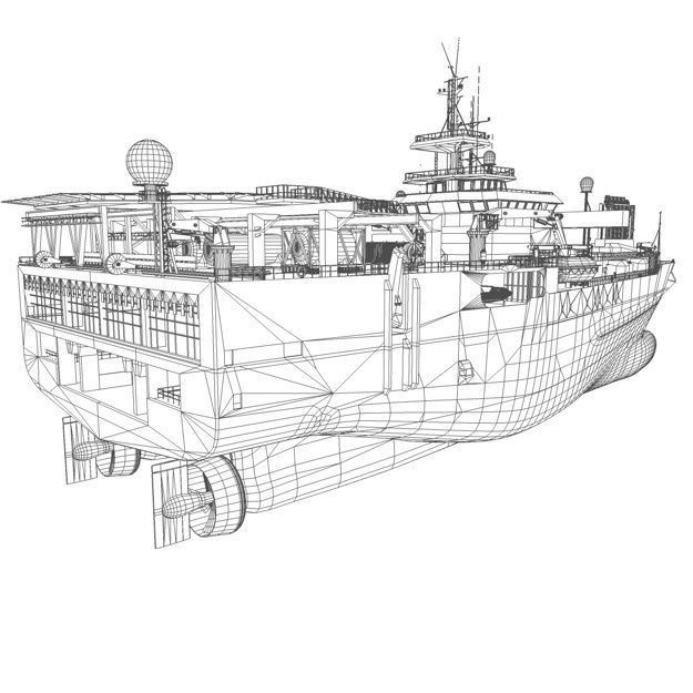 Seismic Survey Vessel 3D Model – Industrial Watercraft, FBX & OBJ - View 13
