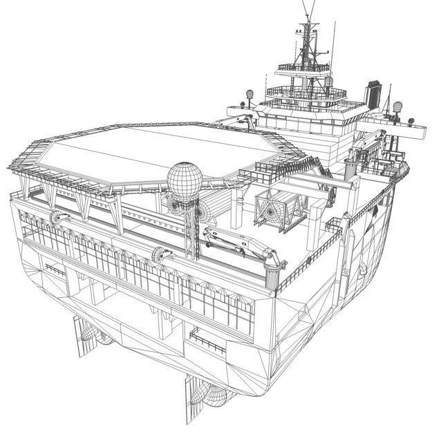 Seismic Survey Vessel 3D Model – Industrial Watercraft, FBX & OBJ - View 15