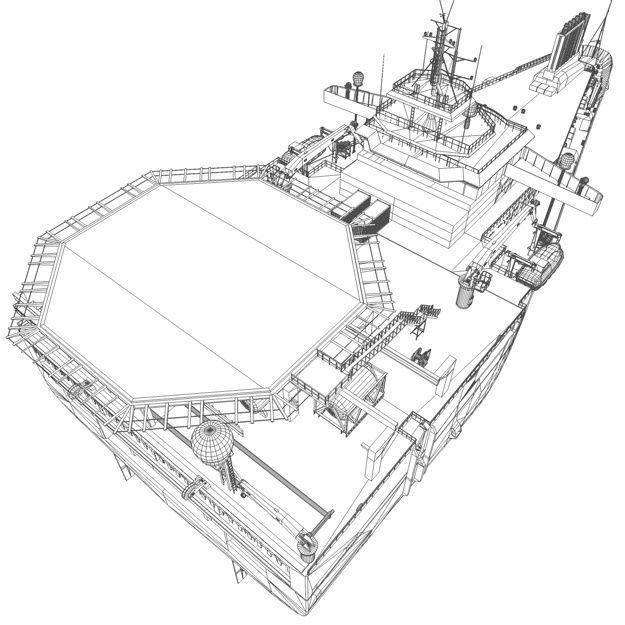Seismic Survey Vessel 3D Model – Industrial Watercraft, FBX & OBJ - View 17