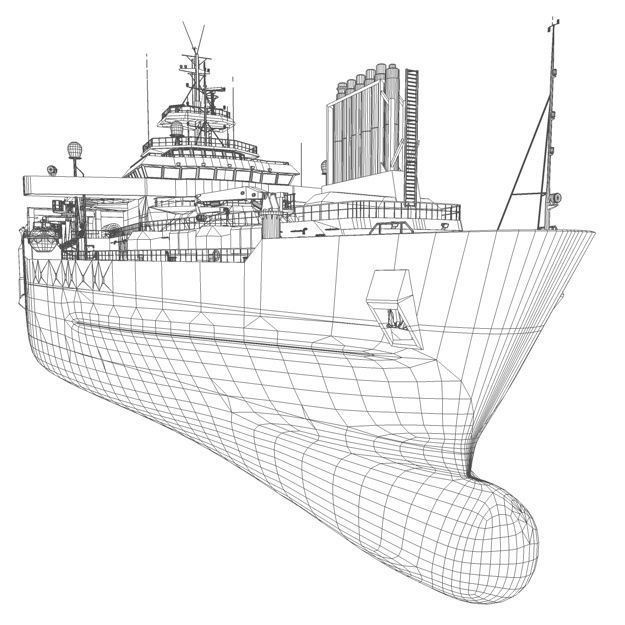 Seismic Survey Vessel 3D Model – Industrial Watercraft, FBX & OBJ - View 21