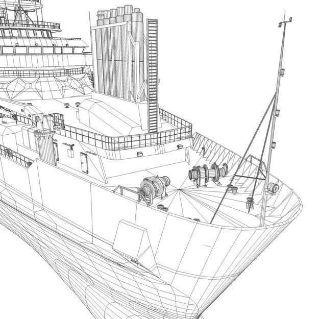 Seismic Survey Vessel 3D Model – Industrial Watercraft, FBX & OBJ - View 23