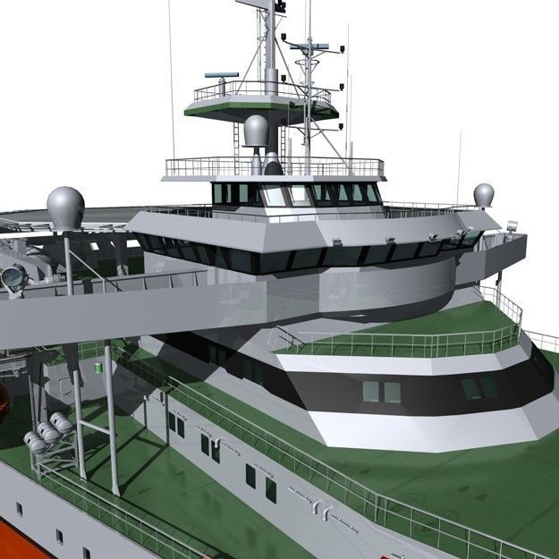 Seismic Survey Vessel 3D Model – Industrial Watercraft, FBX & OBJ - View 24