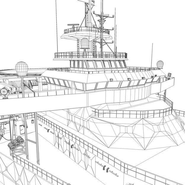 Seismic Survey Vessel 3D Model – Industrial Watercraft, FBX & OBJ - View 25