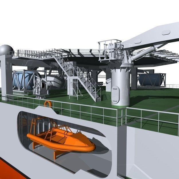 Seismic Survey Vessel 3D Model – Industrial Watercraft, FBX & OBJ - View 26