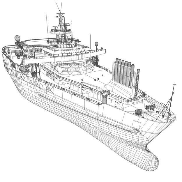 Seismic Survey Vessel 3D Model – Industrial Watercraft, FBX & OBJ - View 3