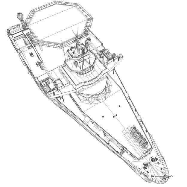 Seismic Survey Vessel 3D Model – Industrial Watercraft, FBX & OBJ - View 7