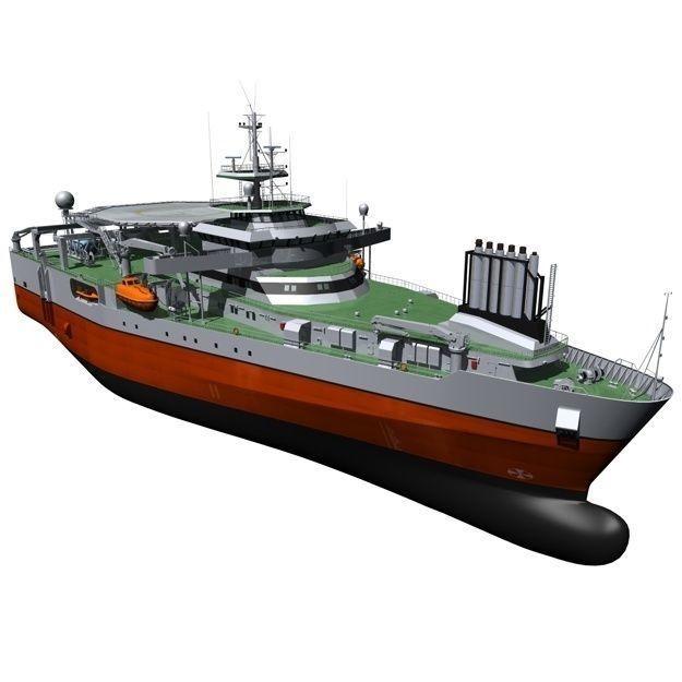 Seismic Survey Vessel 3D Model – Industrial Watercraft, FBX & OBJ - View 8