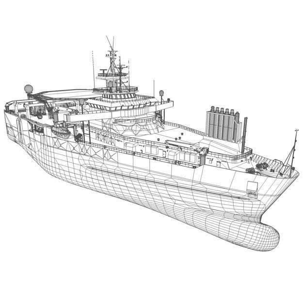 Seismic Survey Vessel 3D Model – Industrial Watercraft, FBX & OBJ - View 9