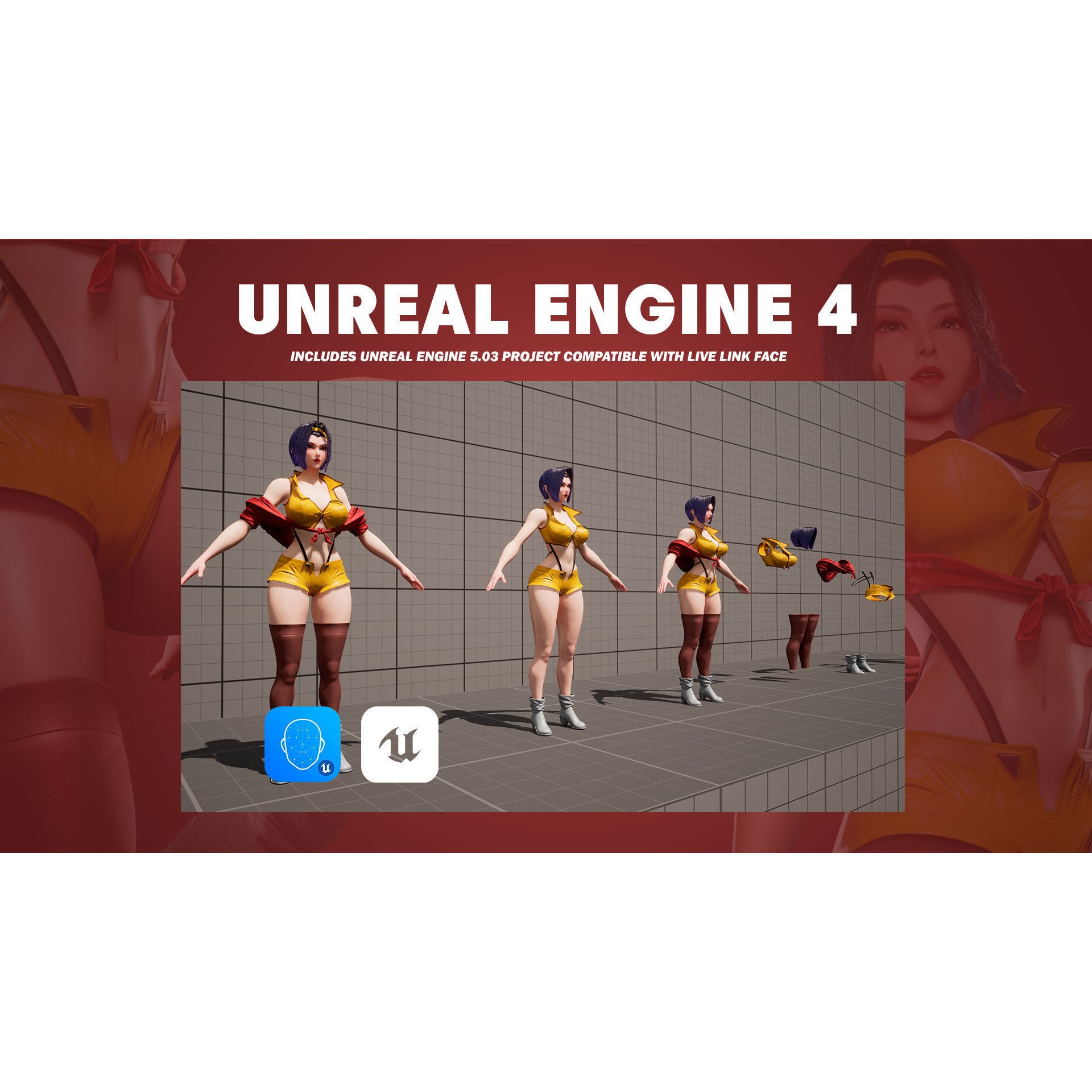 Faye Valentine - Low-Poly Game-Ready 3D Model - View 12