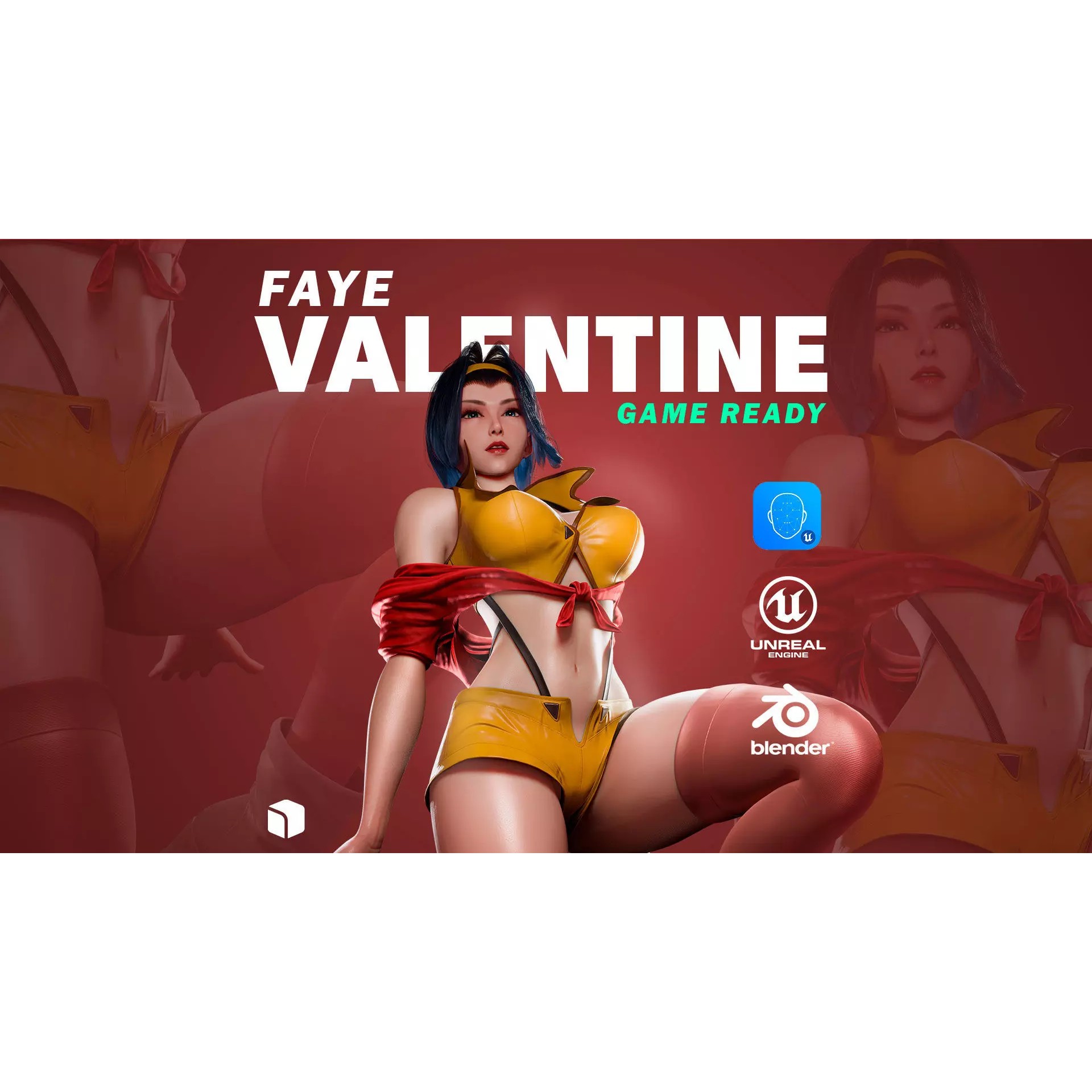 Faye Valentine - Low-Poly Game-Ready 3D Model - View 2