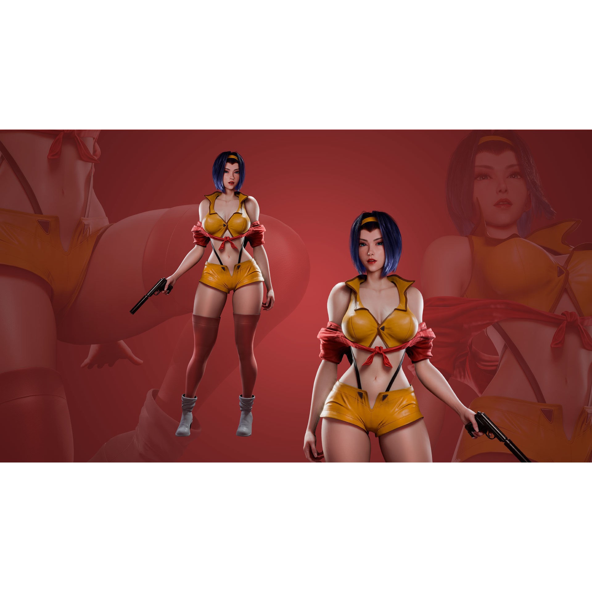 Faye Valentine - Low-Poly Game-Ready 3D Model - View 5
