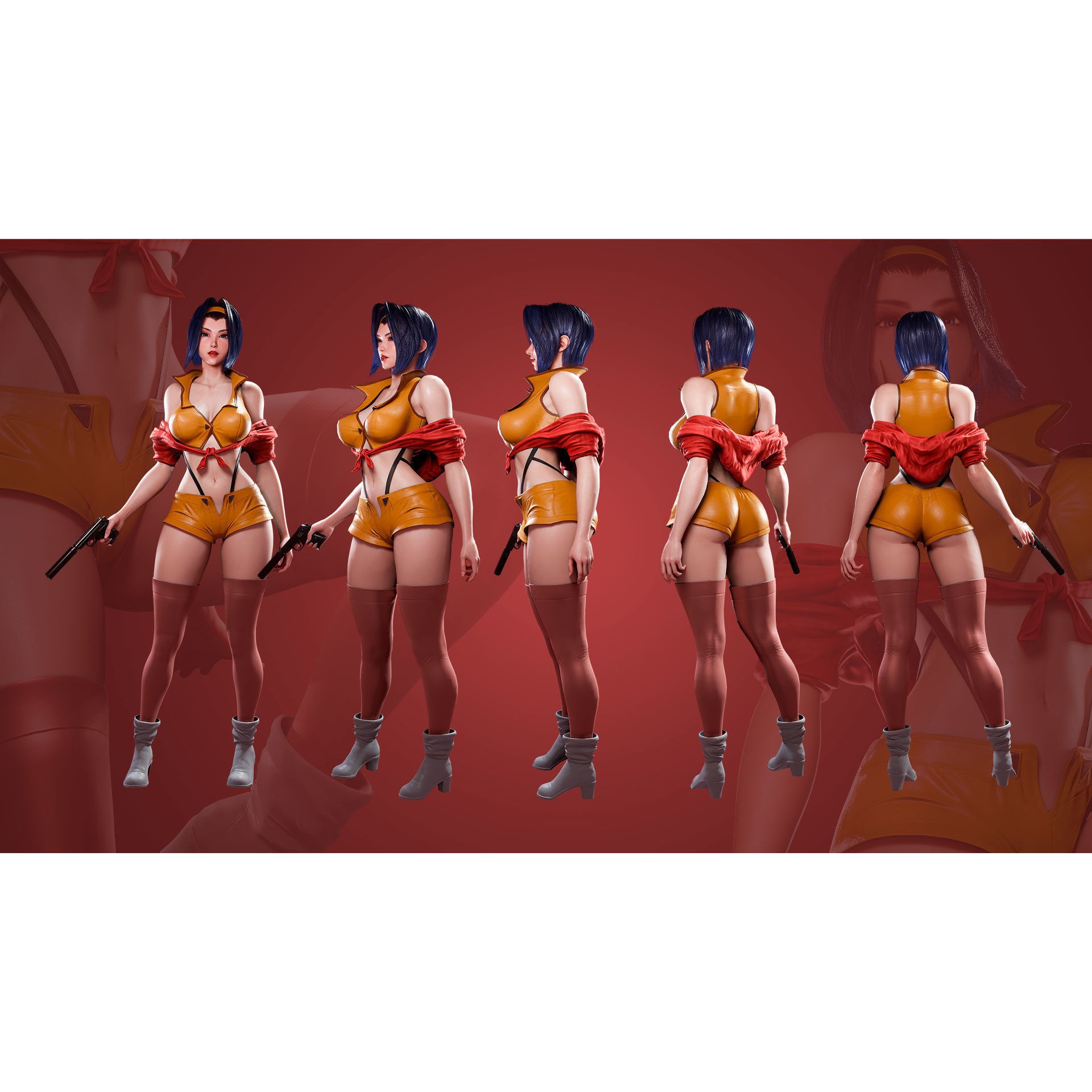 Faye Valentine - Low-Poly Game-Ready 3D Model - View 8