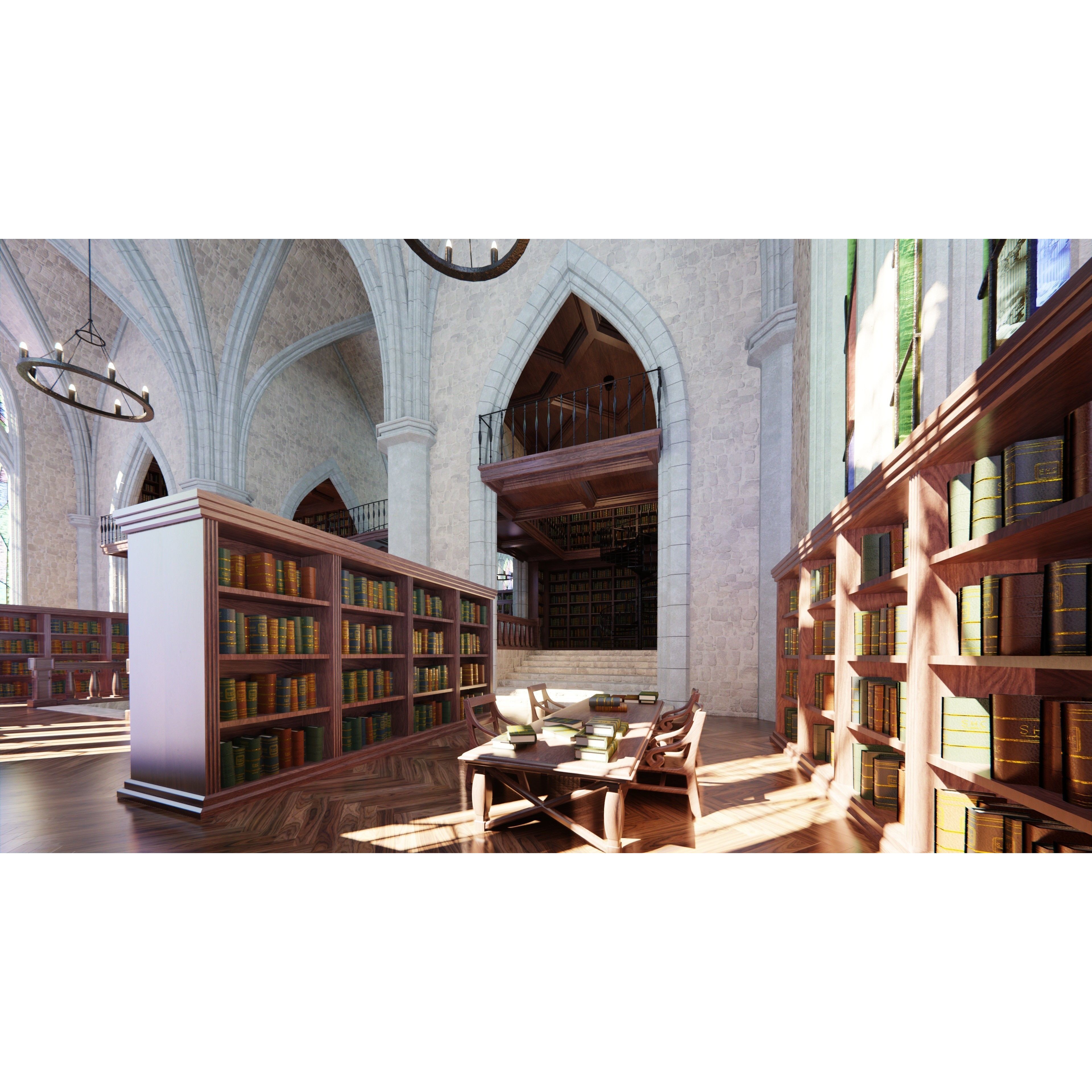 Classic Library - Low-Poly Game-Ready 3D Model