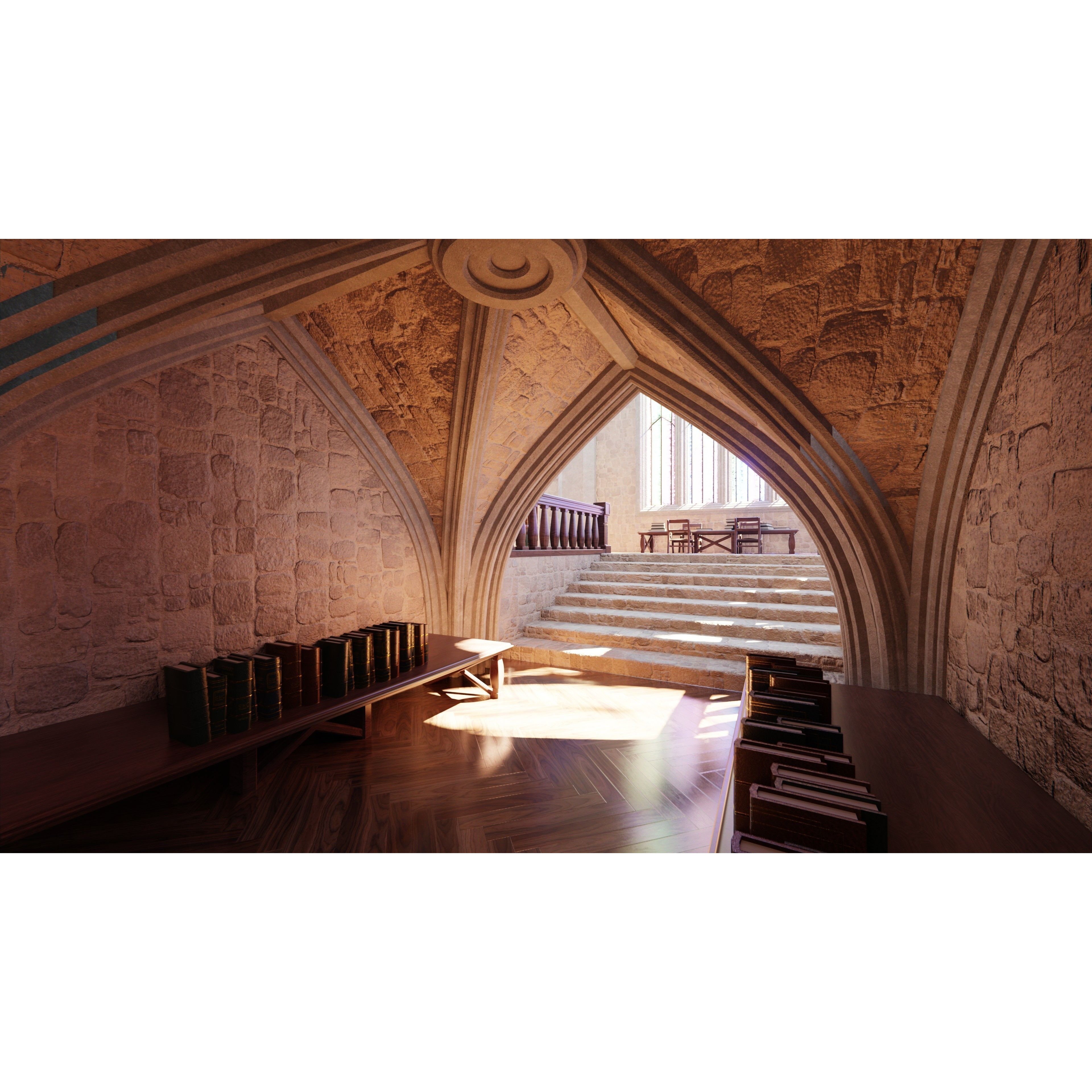 Classic Library - Low-Poly Game-Ready 3D Model - View 10