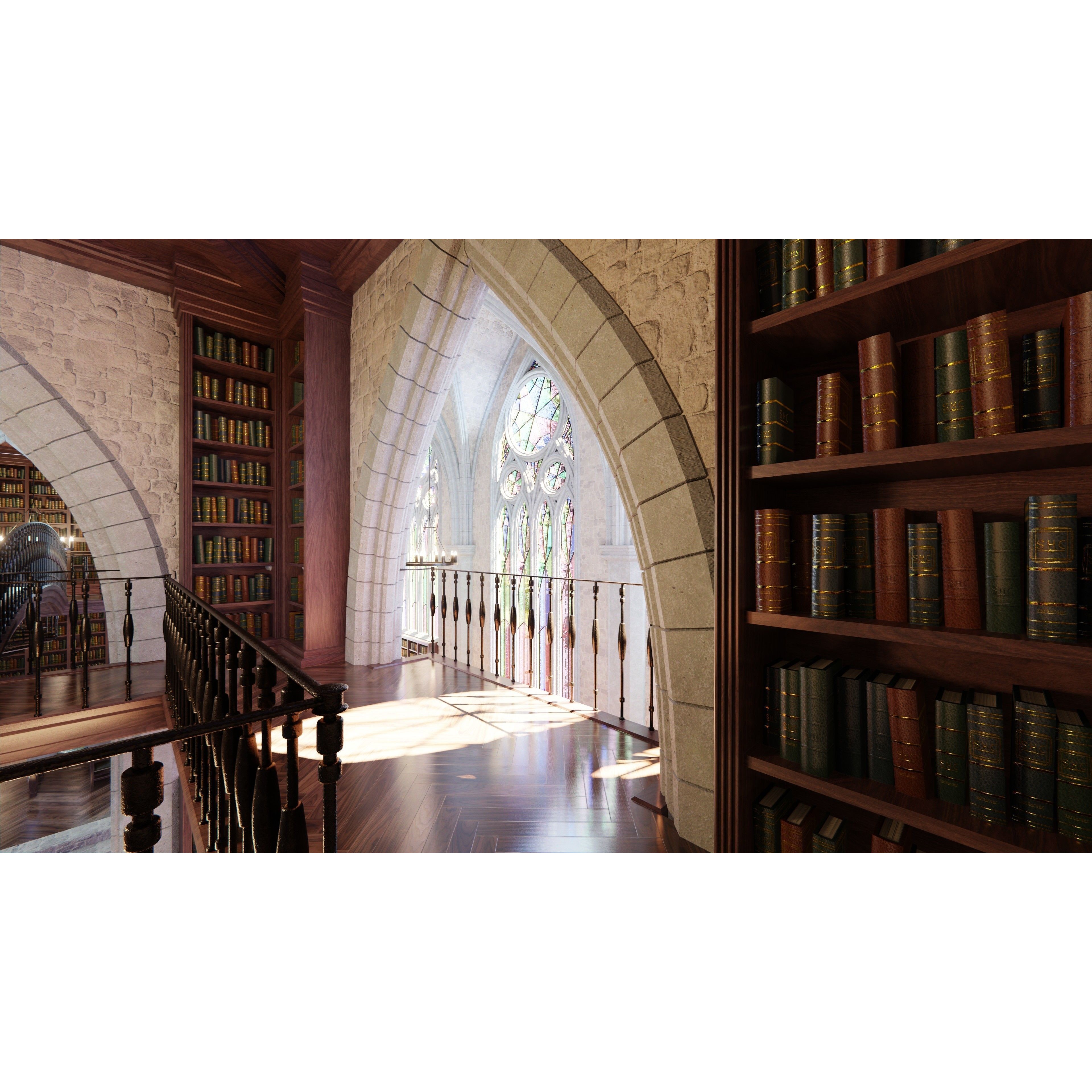 Classic Library - Low-Poly Game-Ready 3D Model - View 12