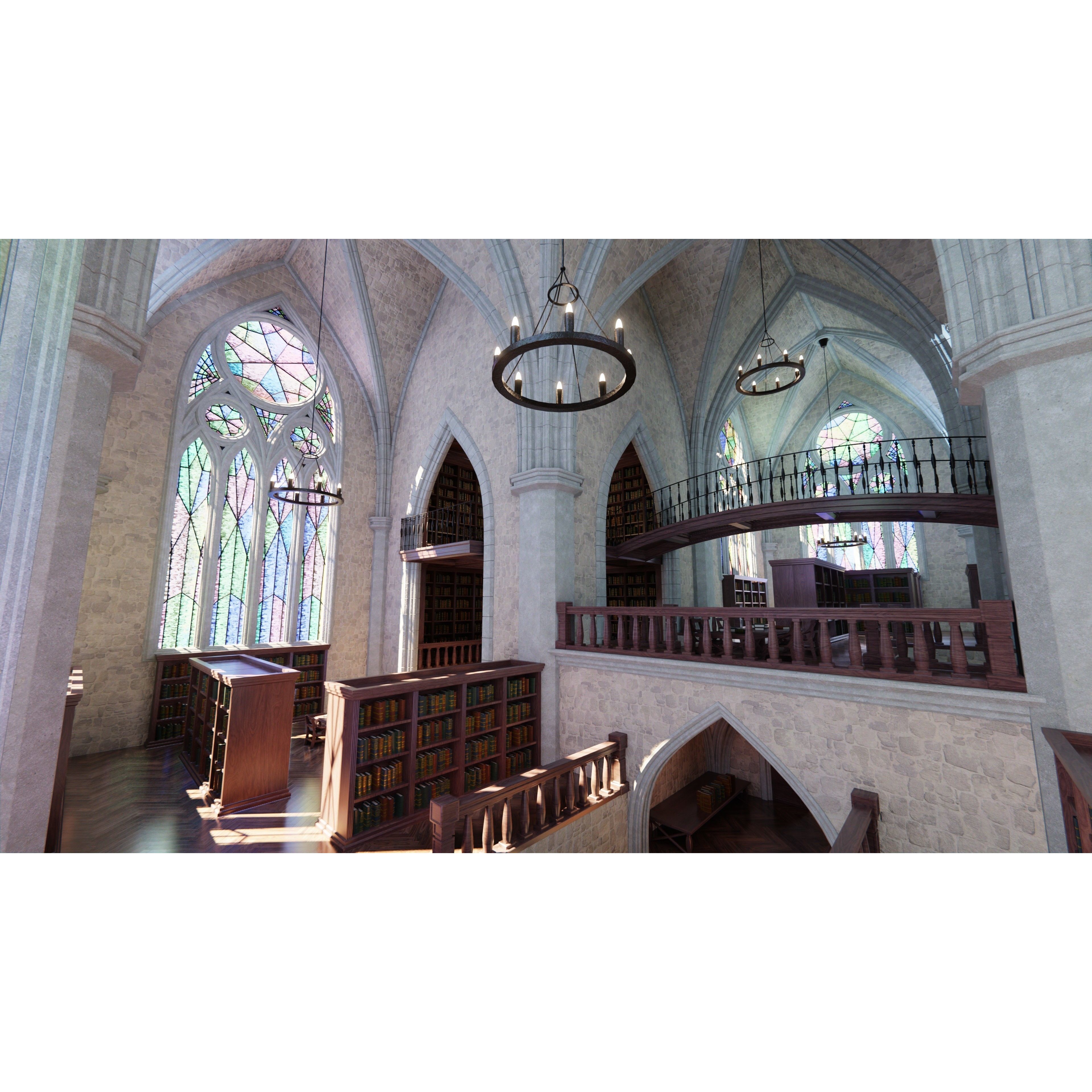 Classic Library - Low-Poly Game-Ready 3D Model - View 13