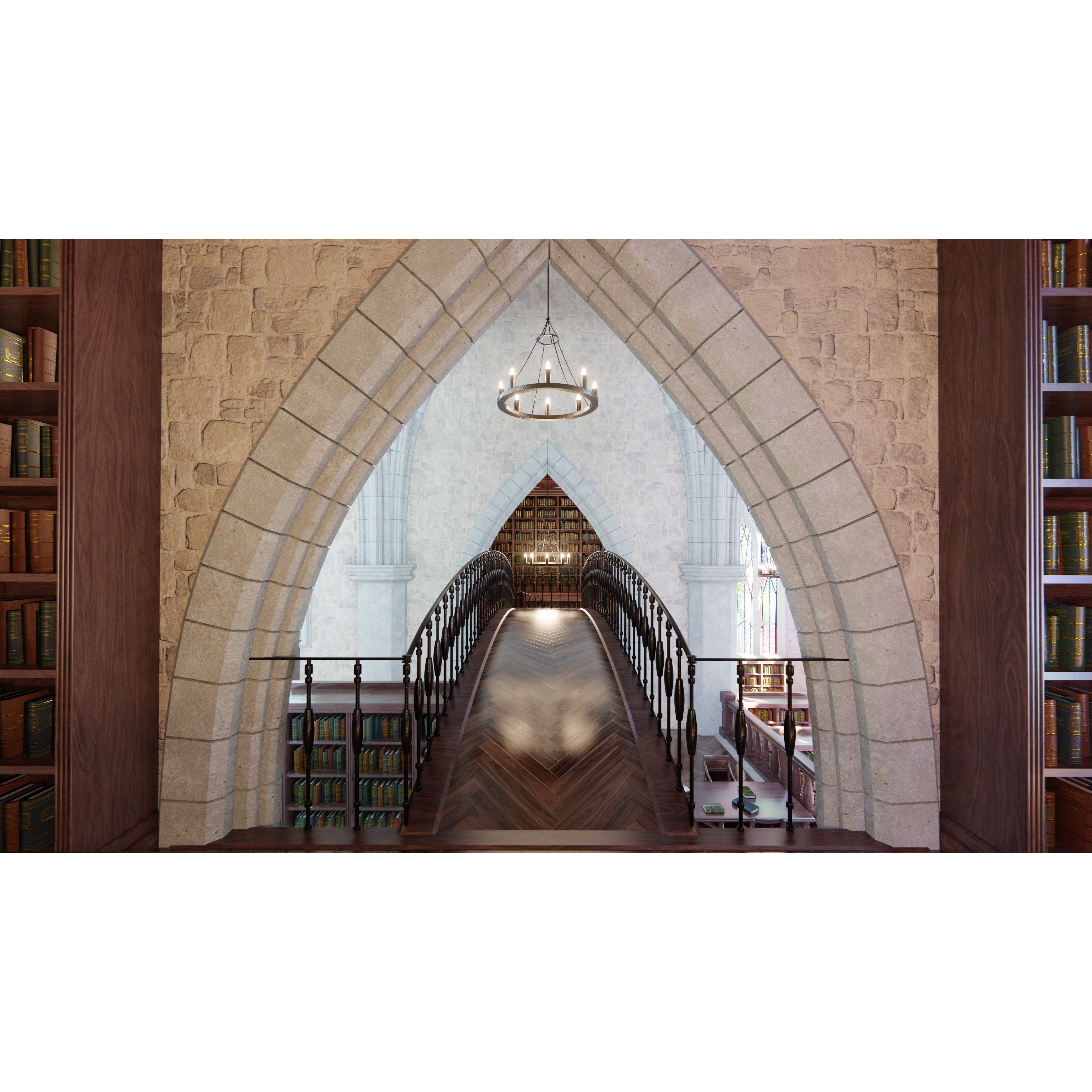 Classic Library - Low-Poly Game-Ready 3D Model - View 14