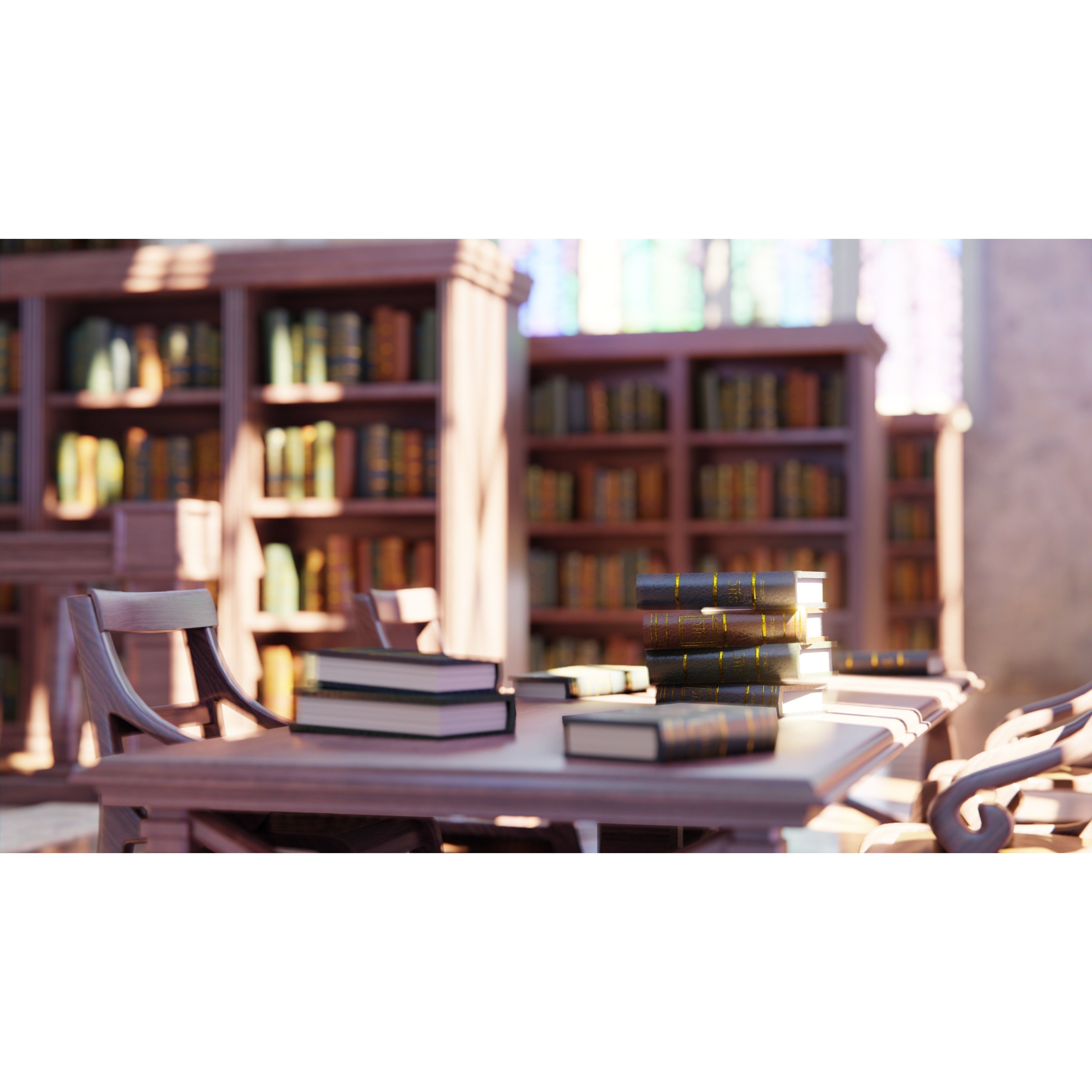 Classic Library - Low-Poly Game-Ready 3D Model - View 17
