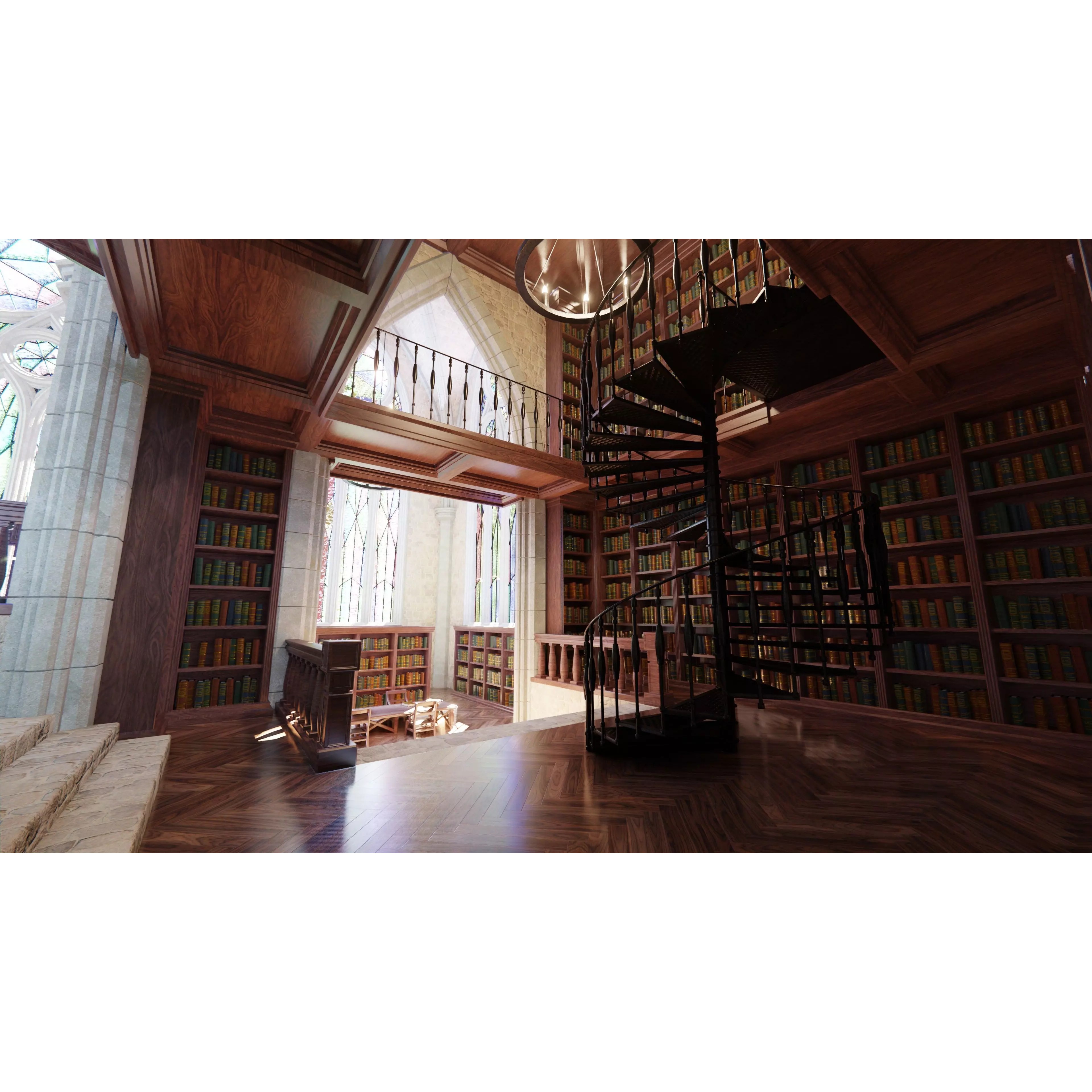 Classic Library - Low-Poly Game-Ready 3D Model - View 2