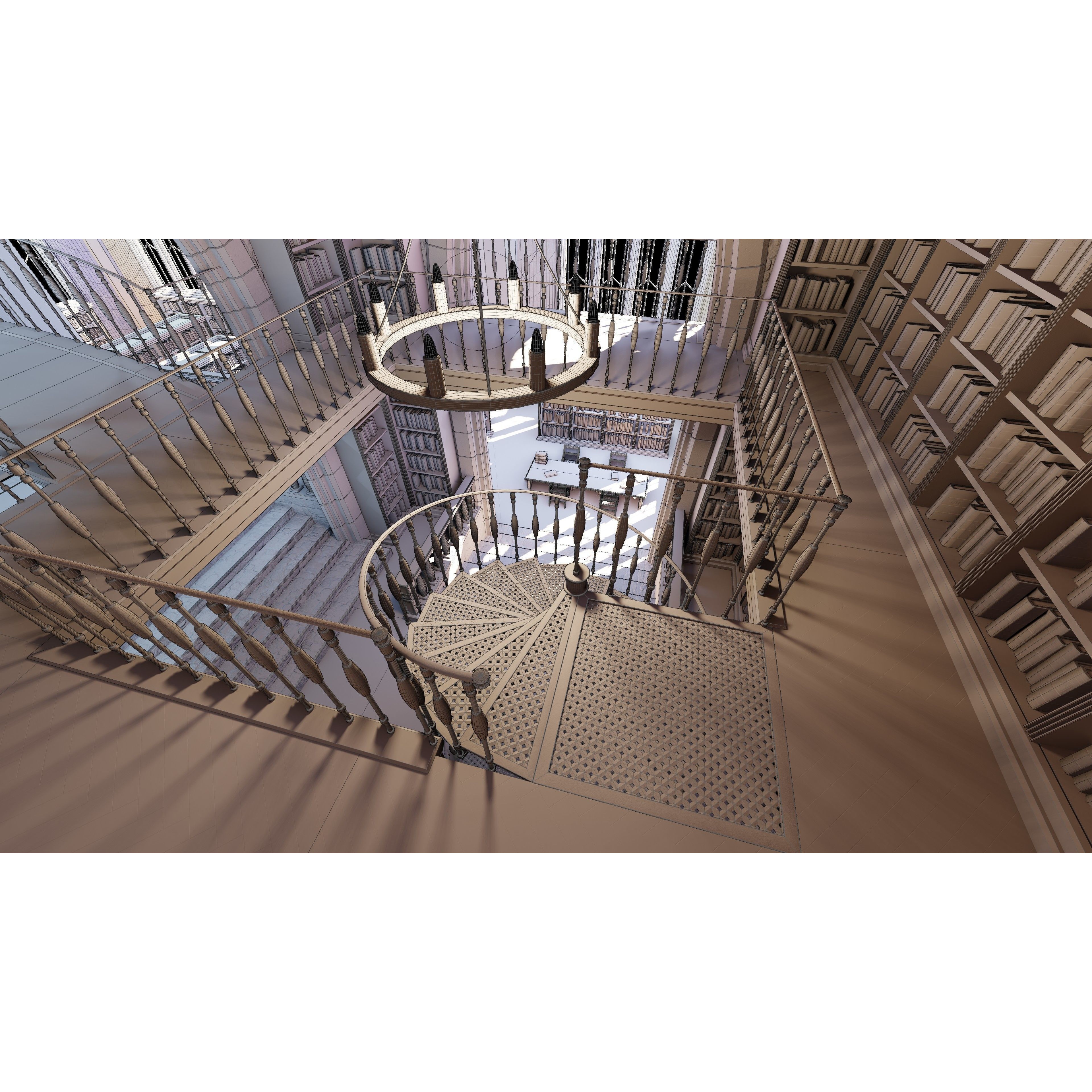 Classic Library - Low-Poly Game-Ready 3D Model - View 20