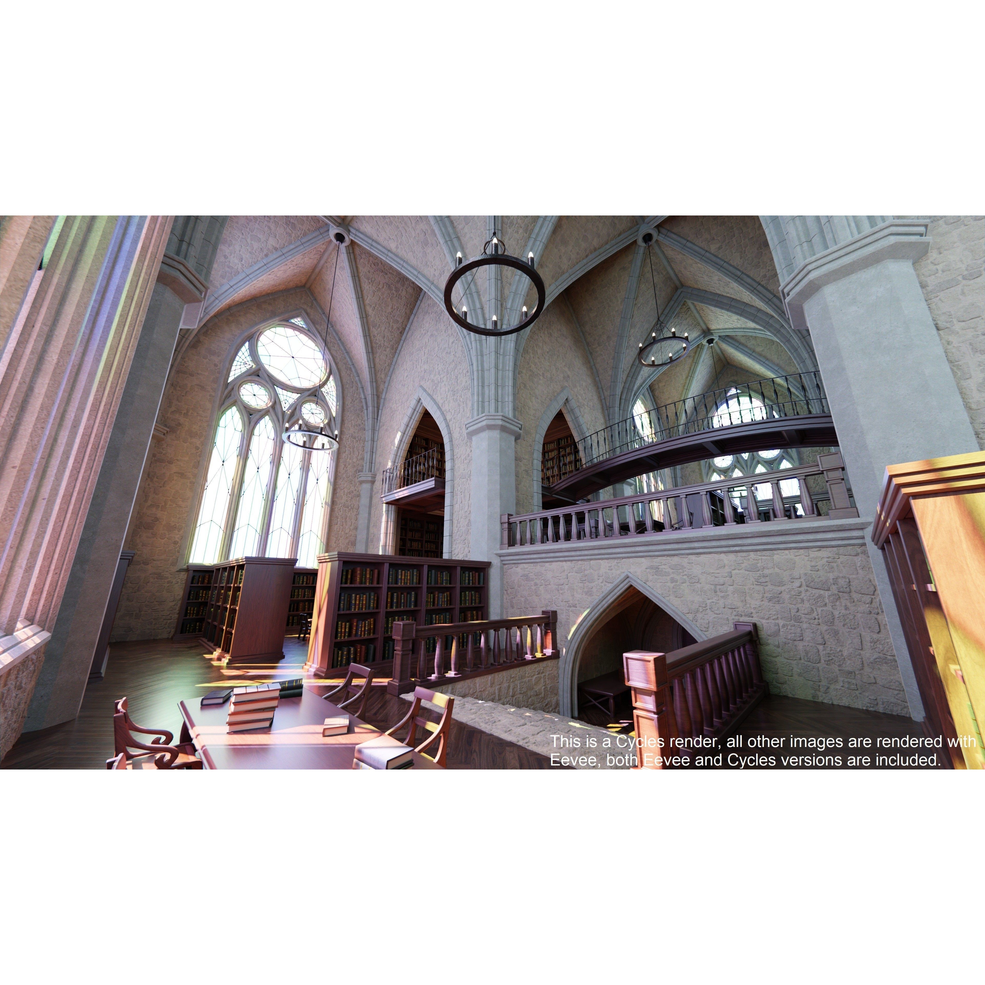 Classic Library - Low-Poly Game-Ready 3D Model - View 23