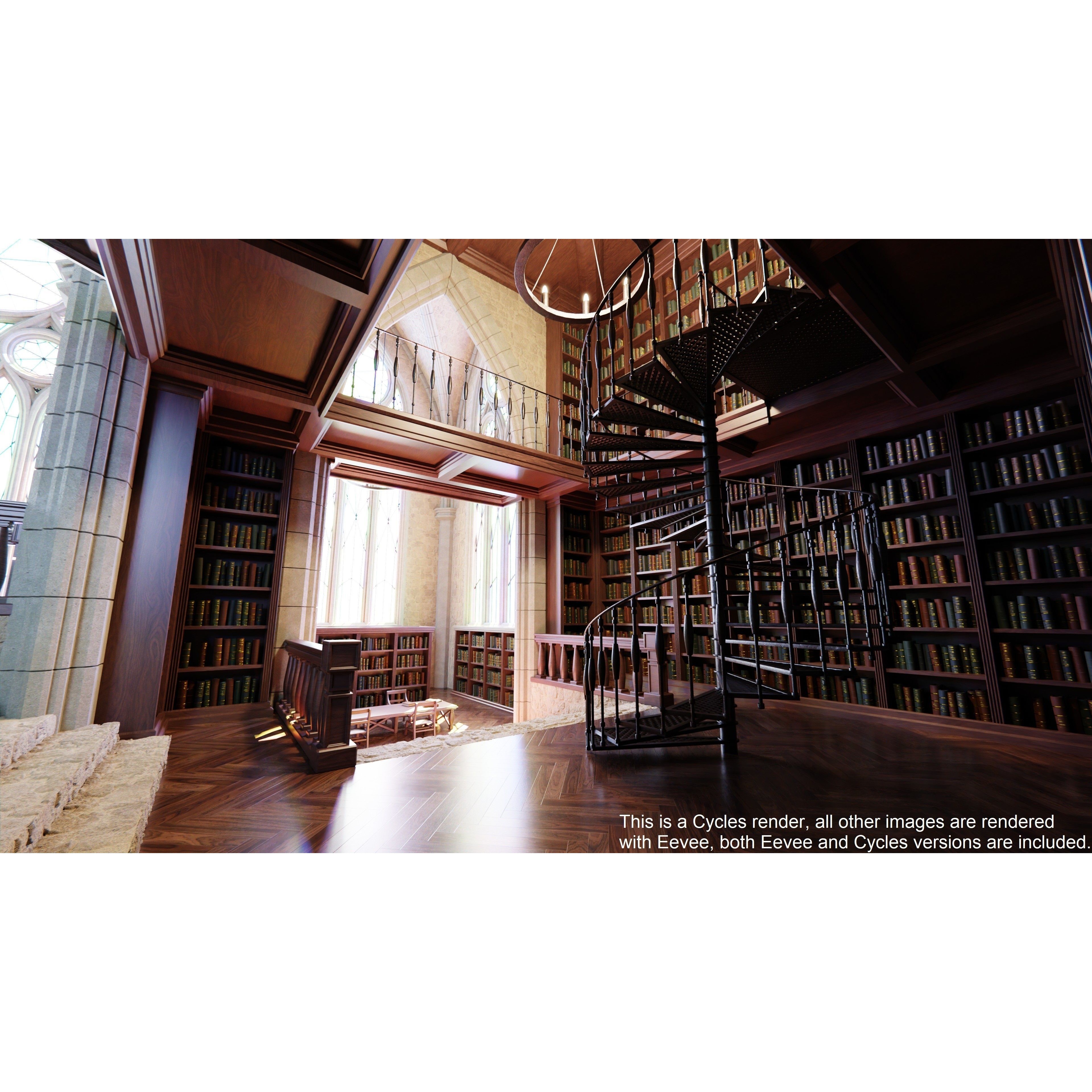 Classic Library - Low-Poly Game-Ready 3D Model - View 24