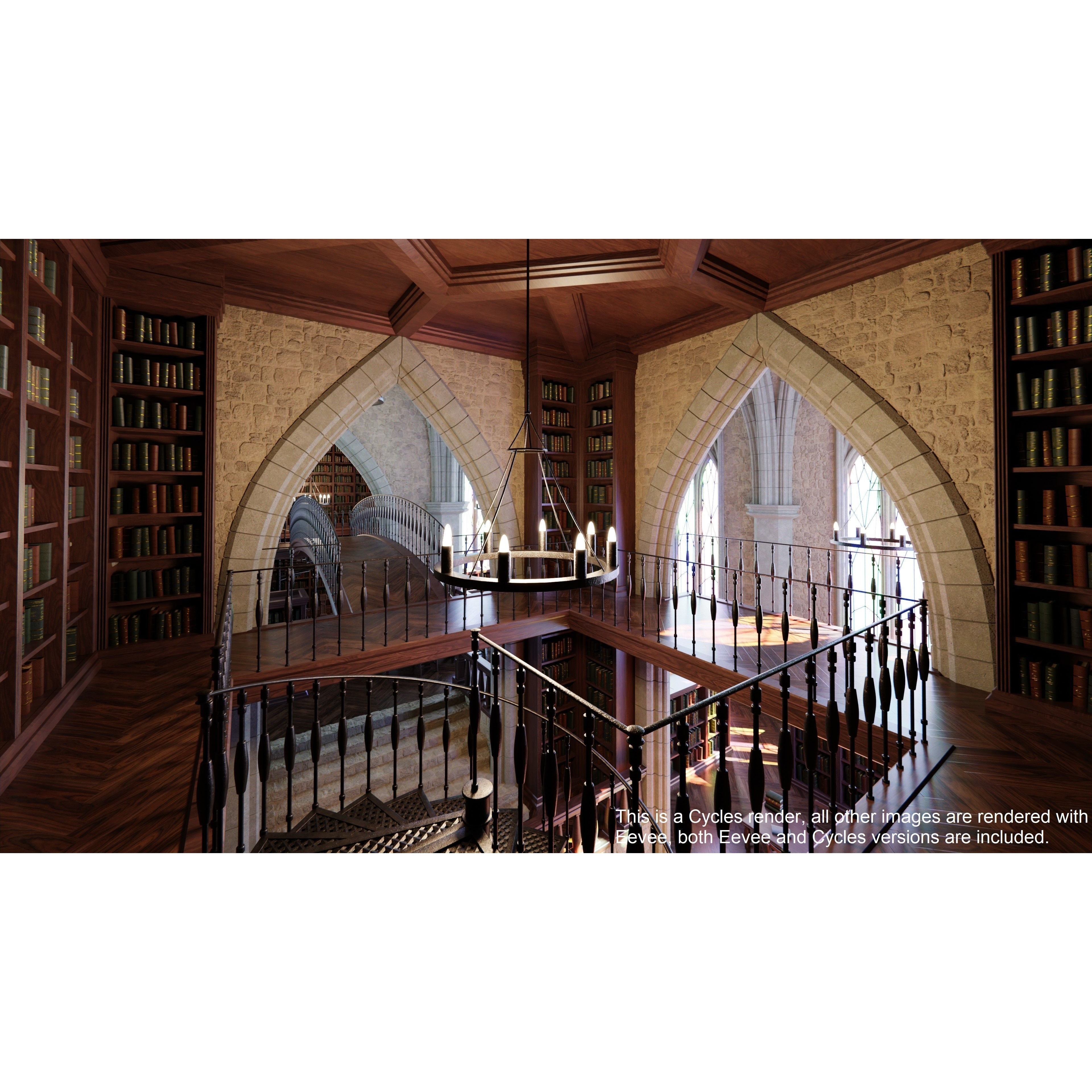 Classic Library - Low-Poly Game-Ready 3D Model - View 25