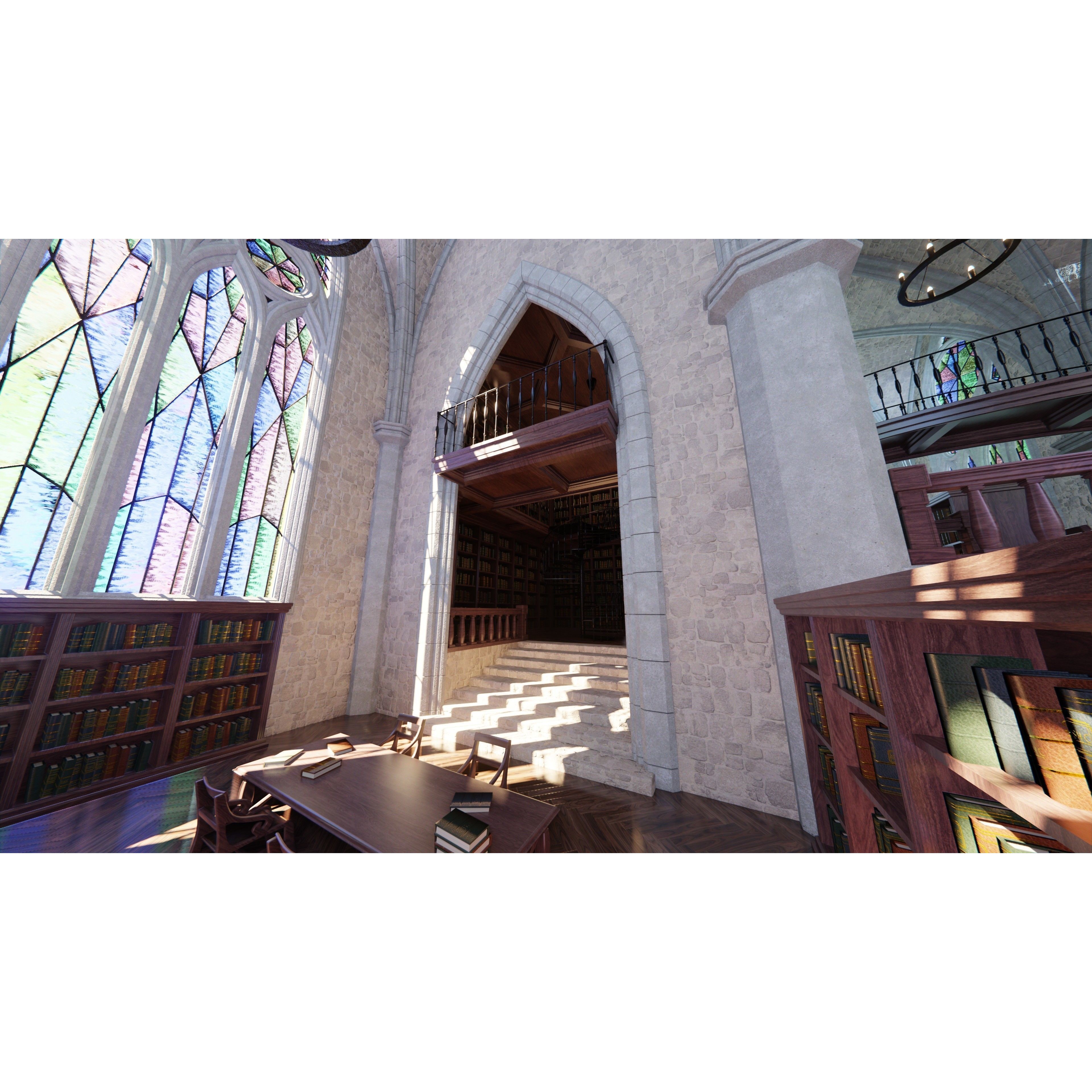 Classic Library - Low-Poly Game-Ready 3D Model - View 26