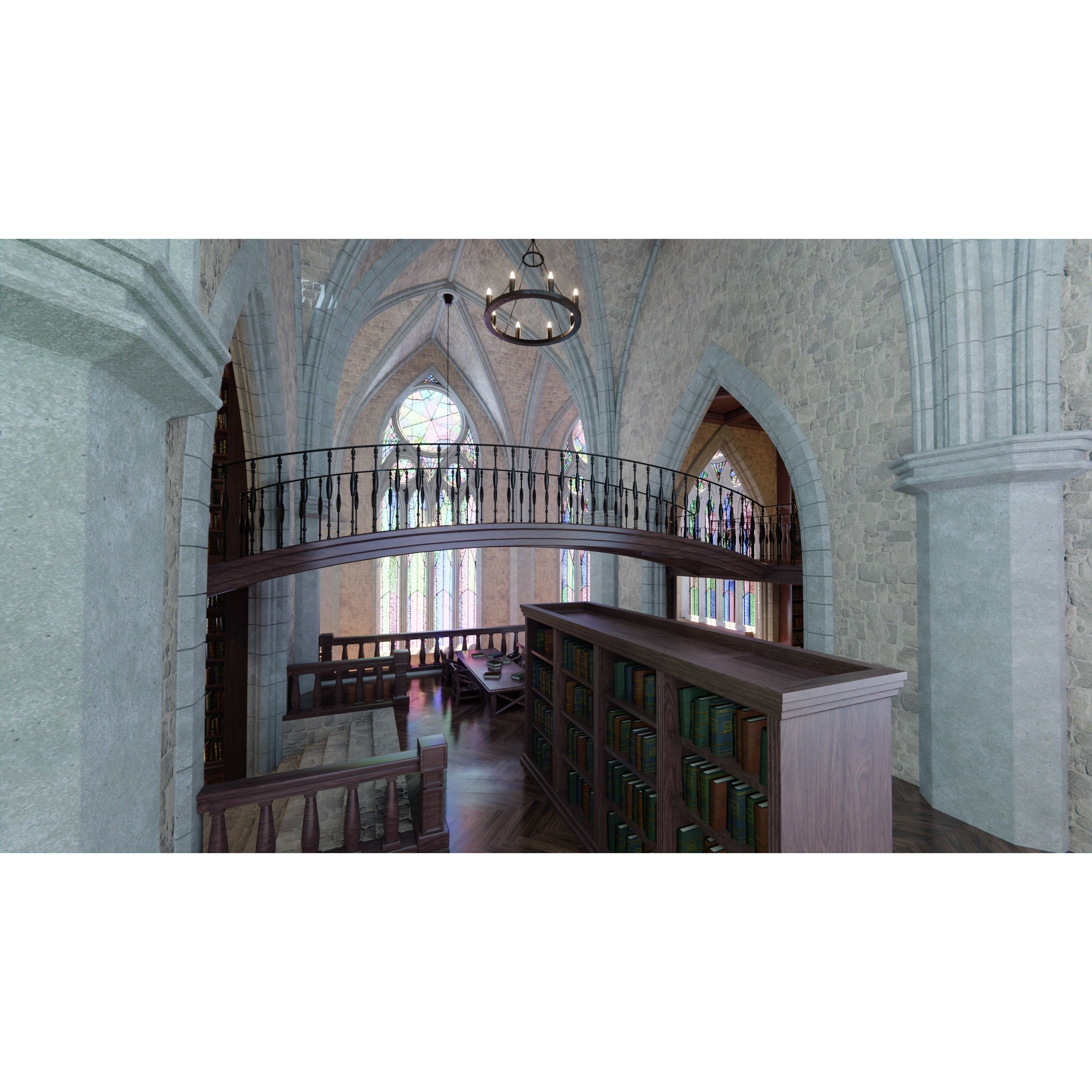 Classic Library - Low-Poly Game-Ready 3D Model - View 28