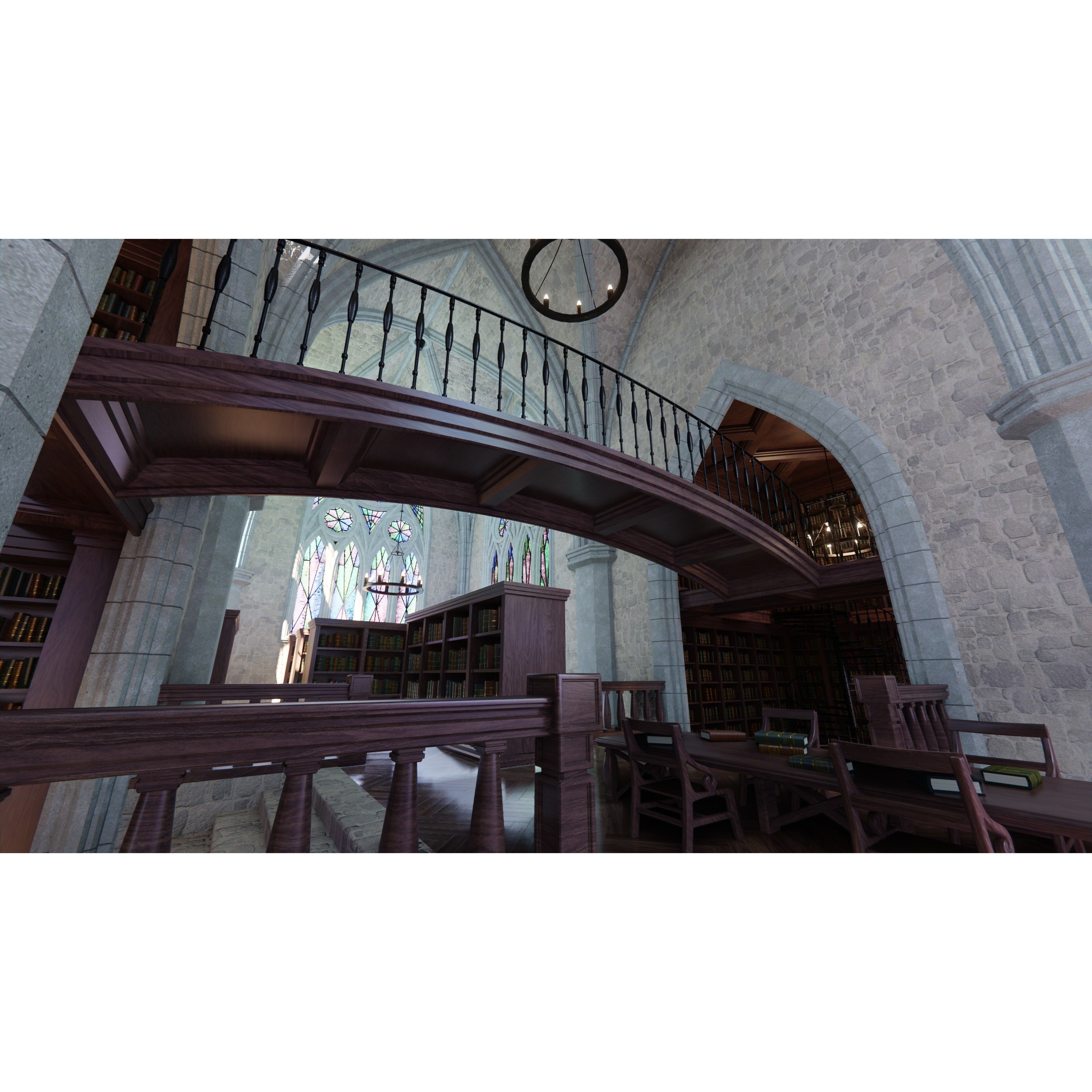 Classic Library - Low-Poly Game-Ready 3D Model - View 29