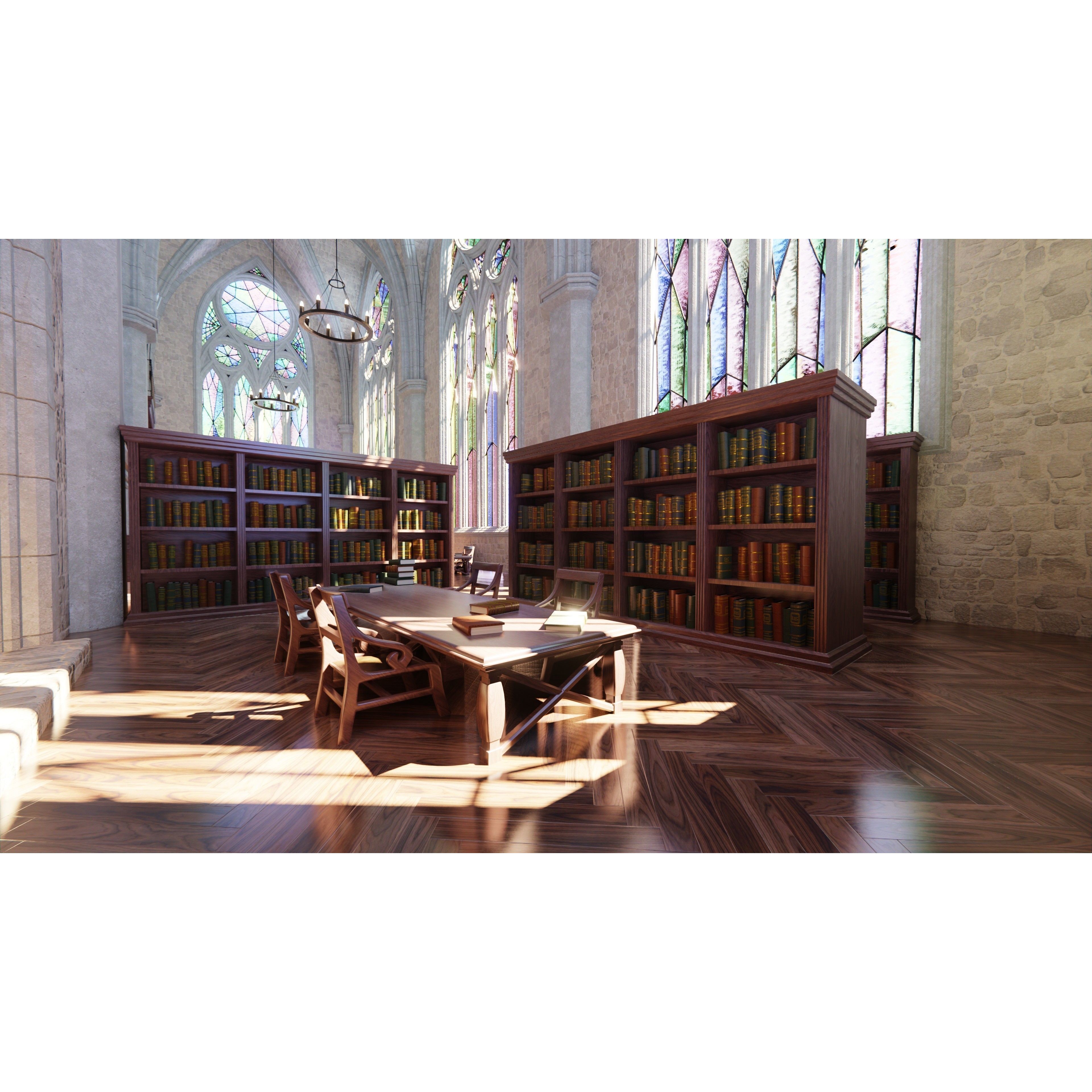 Classic Library - Low-Poly Game-Ready 3D Model - View 31