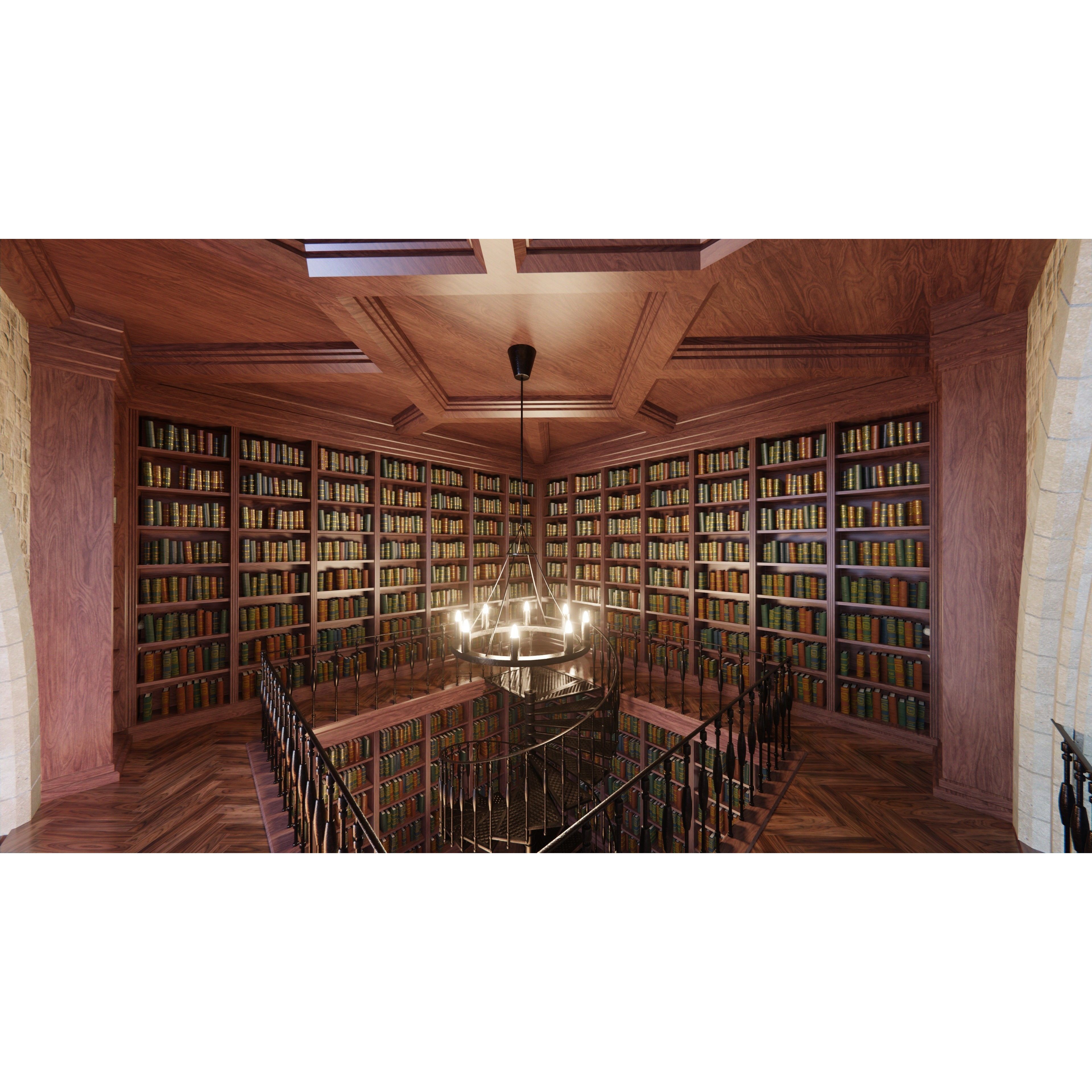 Classic Library - Low-Poly Game-Ready 3D Model - View 4