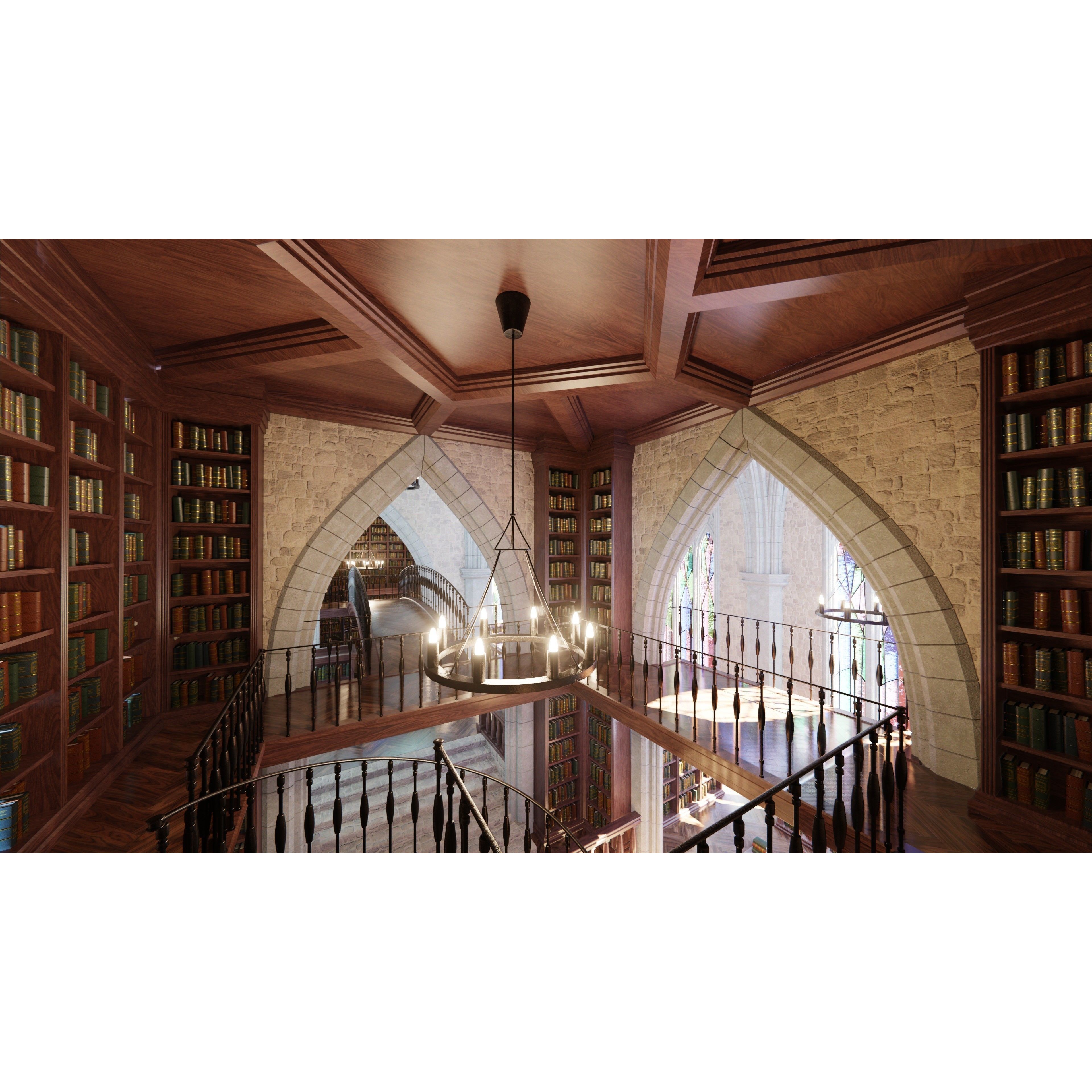 Classic Library - Low-Poly Game-Ready 3D Model - View 5