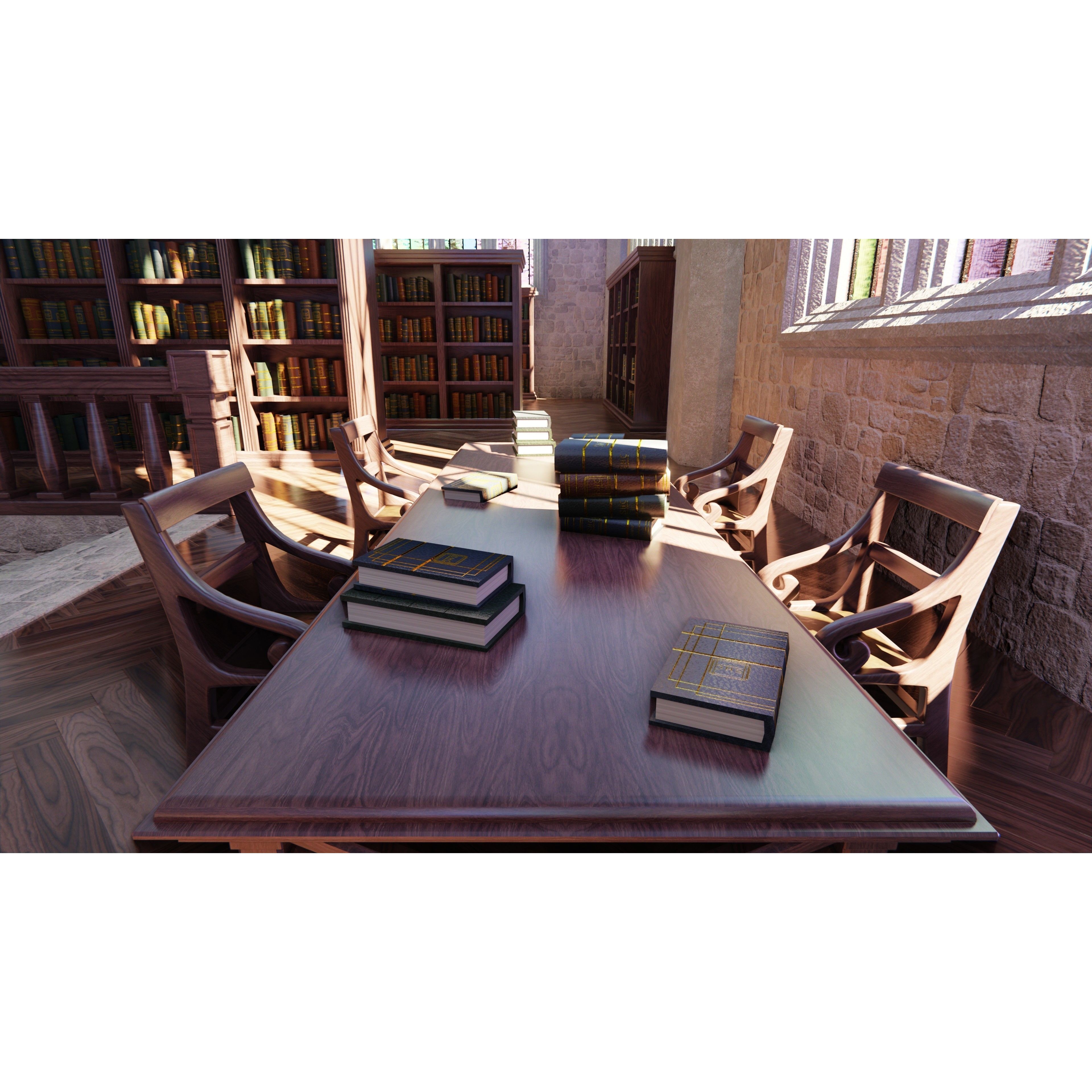 Classic Library - Low-Poly Game-Ready 3D Model - View 8