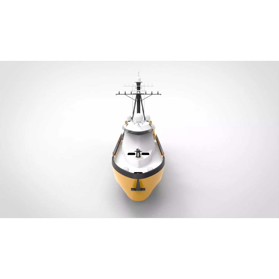 Yellow Coastguard 3D Model – Military Vessel with Advanced Features, FBX - View 3