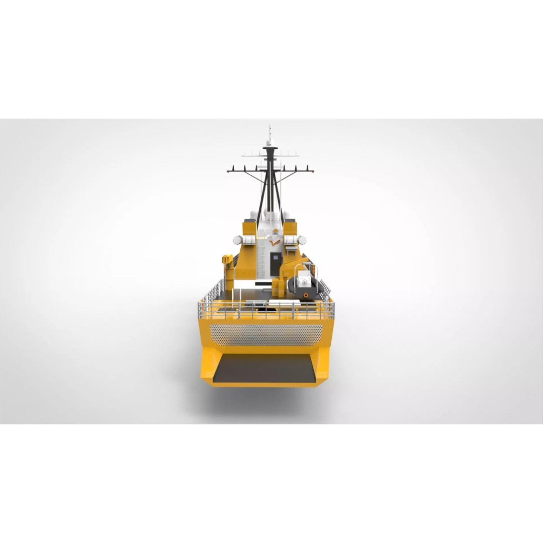 Yellow Coastguard 3D Model – Military Vessel with Advanced Features, FBX - View 4