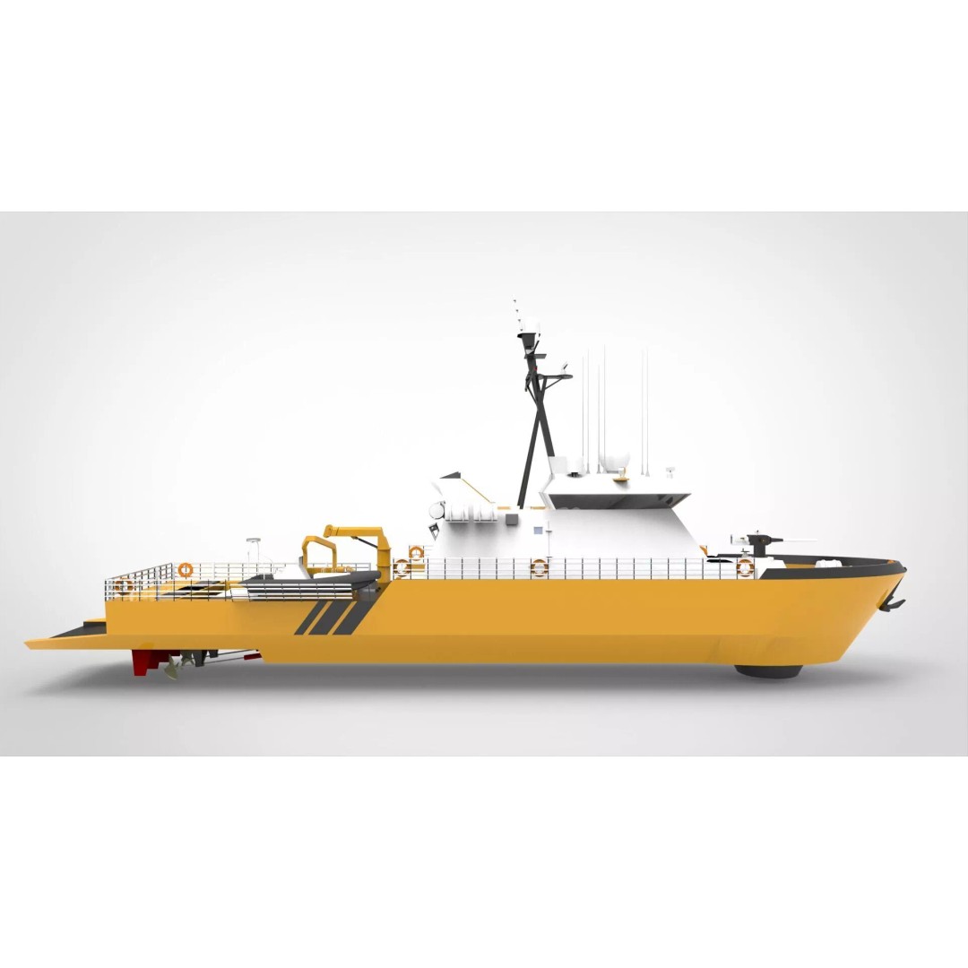 Yellow Coastguard 3D Model – Military Vessel with Advanced Features, FBX - View 6
