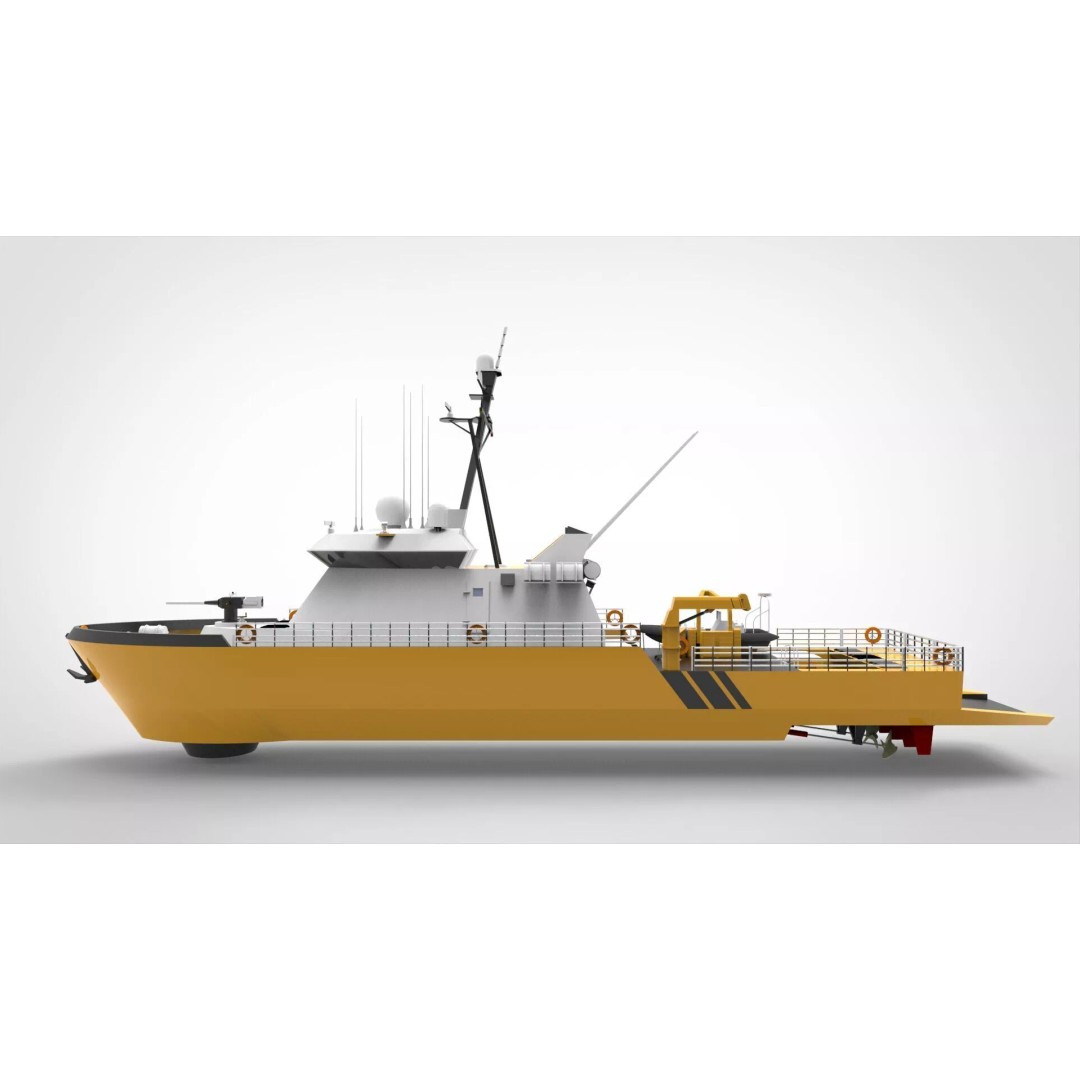 Yellow Coastguard 3D Model – Military Vessel with Advanced Features, FBX - View 7