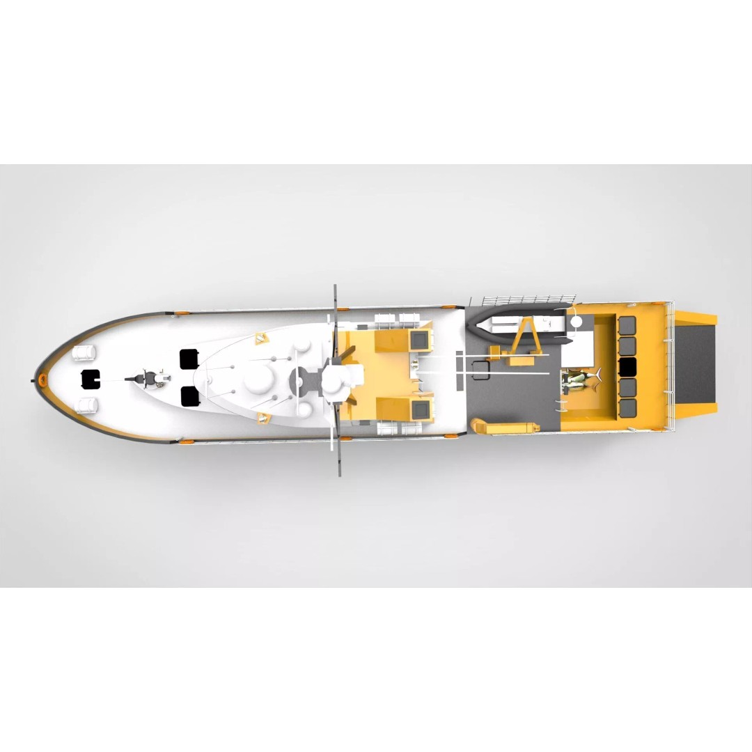 Yellow Coastguard 3D Model – Military Vessel with Advanced Features, FBX - View 8